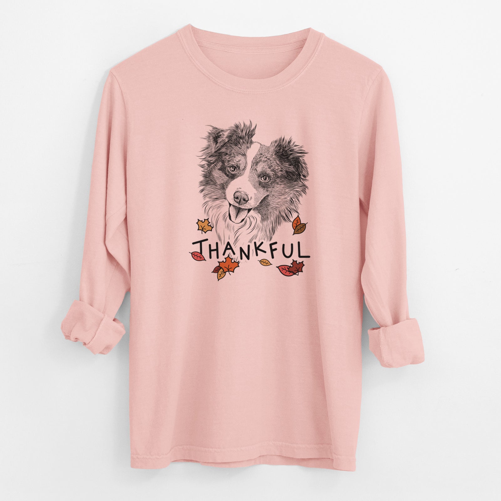 Thankful Doc the Mini Aussie - Men's Heavyweight 100% Cotton Long Sleeve