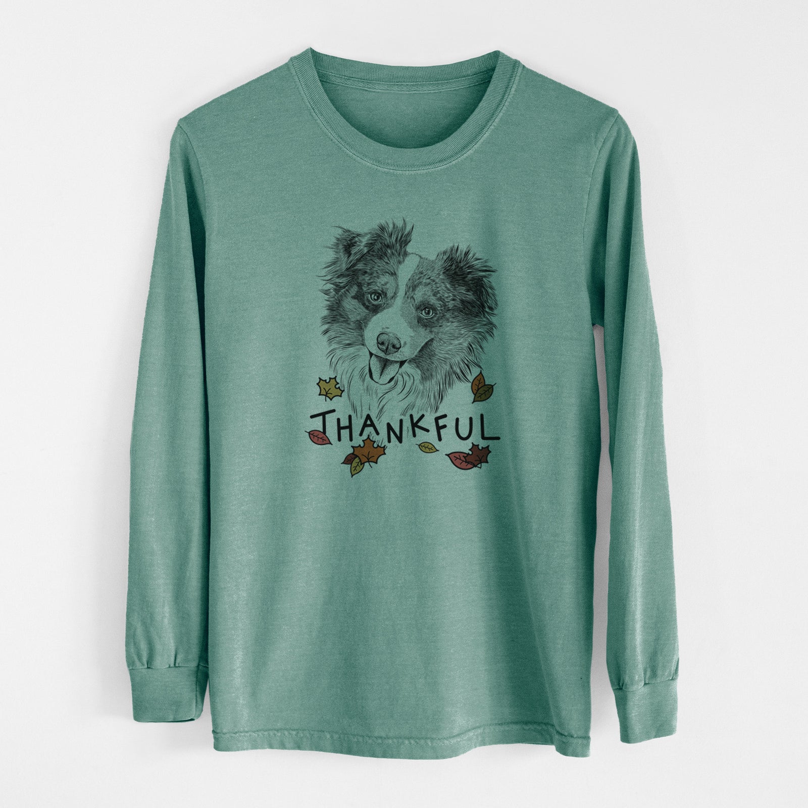 Thankful Doc the Mini Aussie - Men's Heavyweight 100% Cotton Long Sleeve