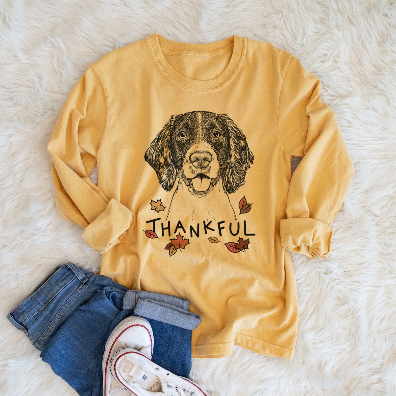 Thankful Ever the English Springer Spaniel - Men's Heavyweight 100% Cotton Long Sleeve