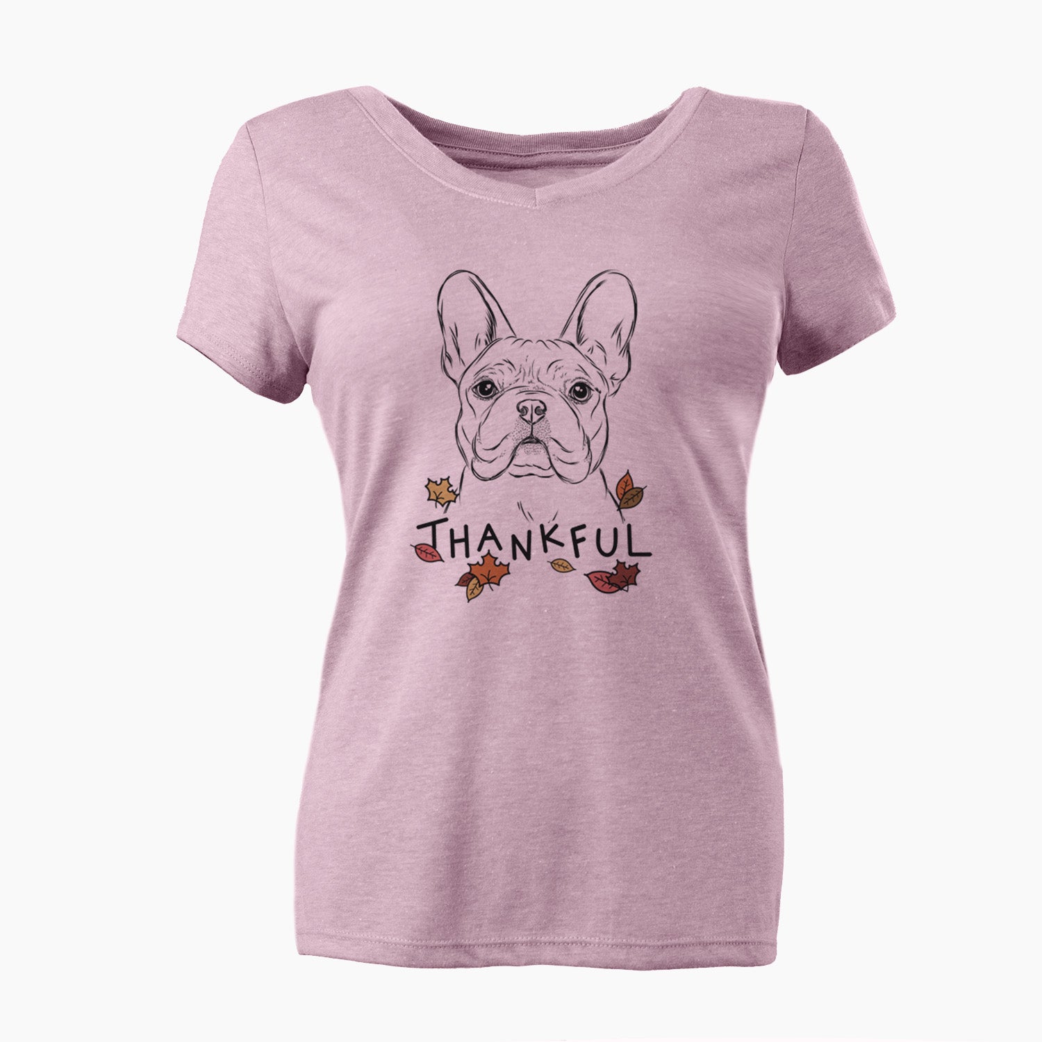 Thankful Franco the French Bulldog - Women's V-neck Shirt