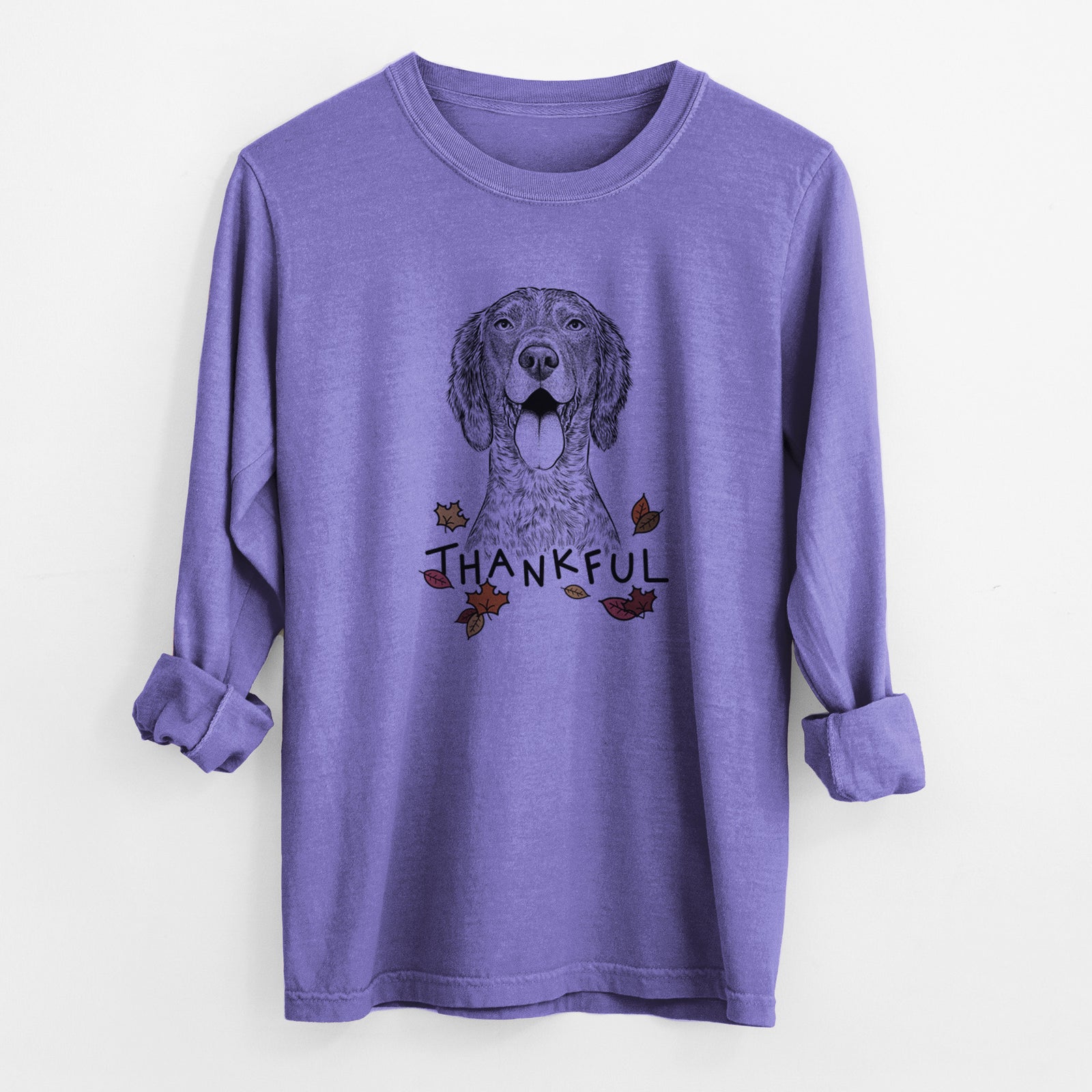 Thankful Freddy the English Setter - Men's Heavyweight 100% Cotton Long Sleeve