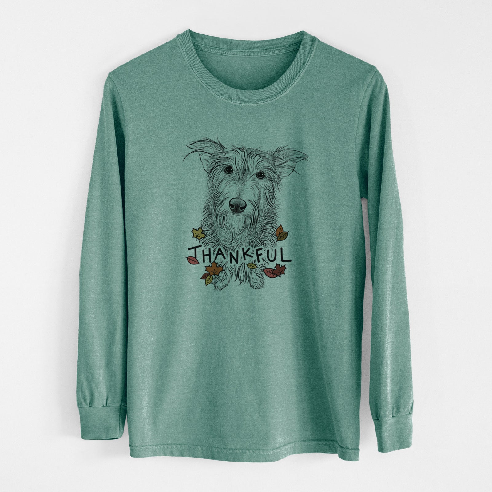 Thankful Frida Doggo the Rescue Terrier Mix - Men's Heavyweight 100% Cotton Long Sleeve