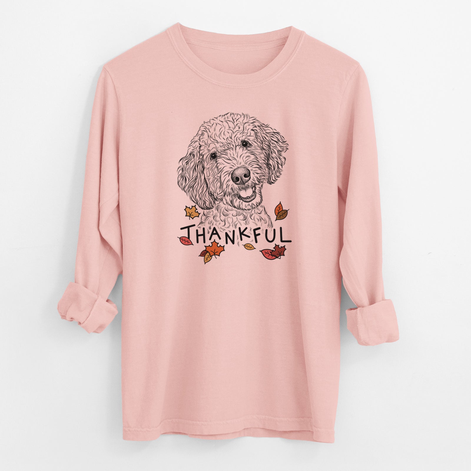Thankful Gizmo the Goldendoodle - Men's Heavyweight 100% Cotton Long Sleeve