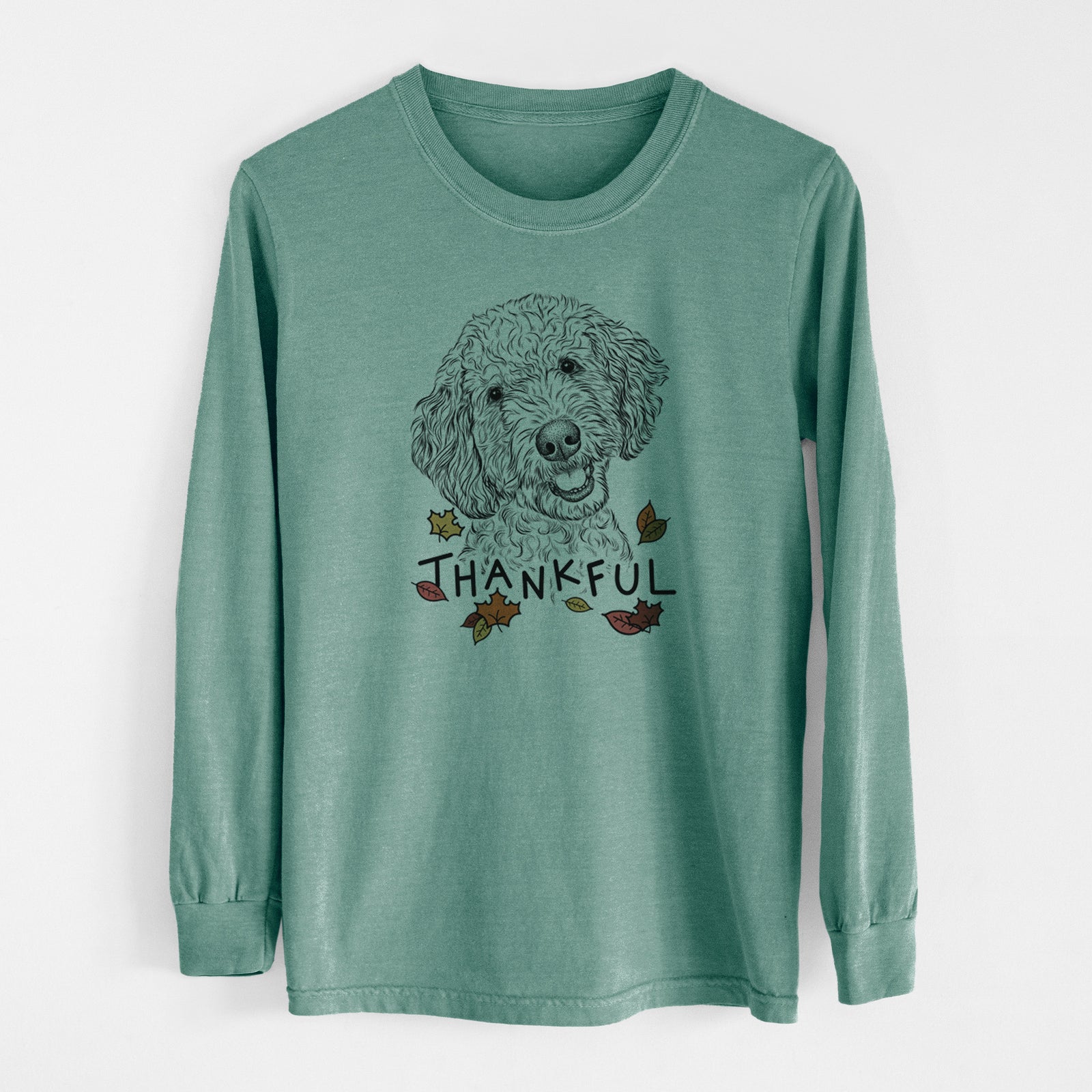 Thankful Gizmo the Goldendoodle - Men's Heavyweight 100% Cotton Long Sleeve