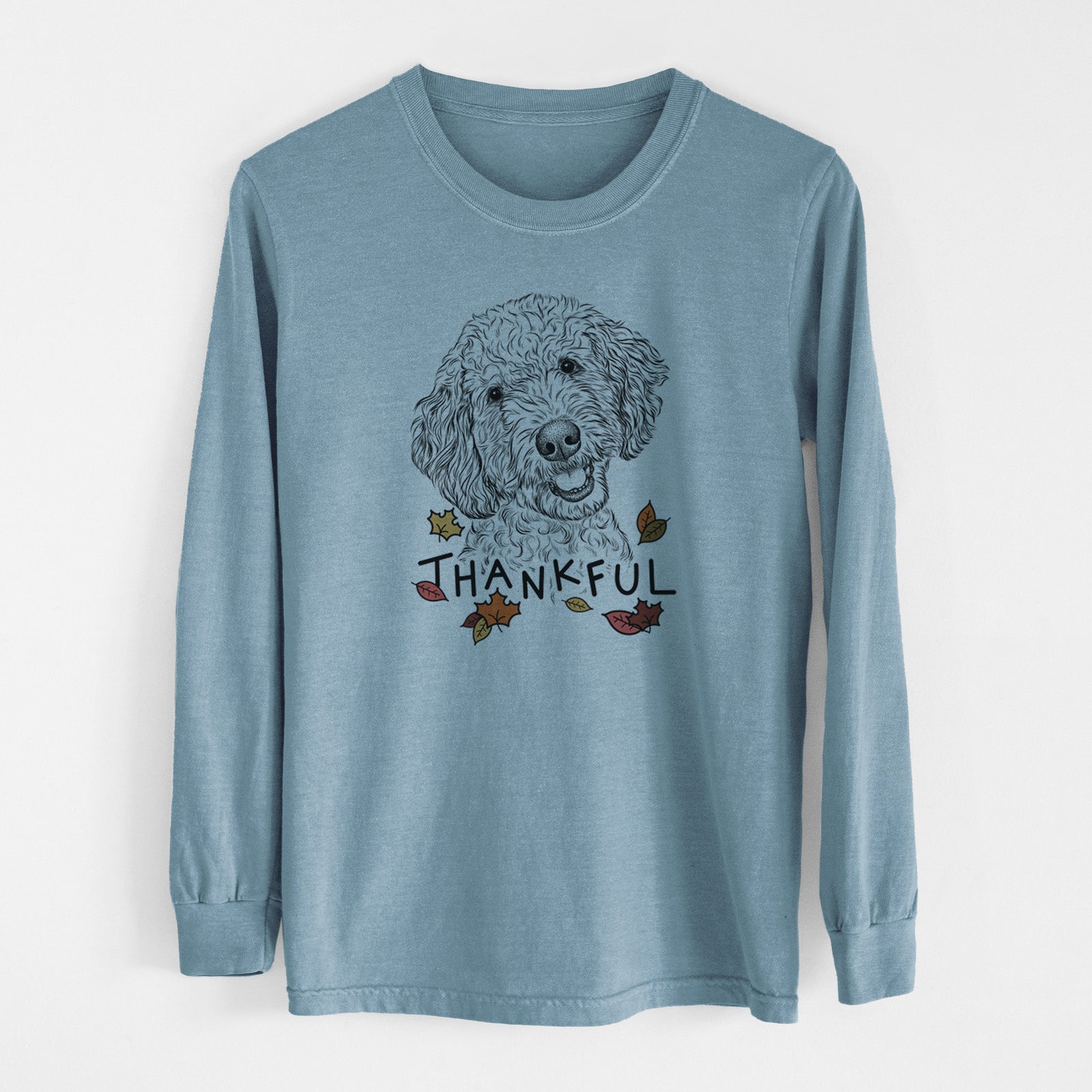 Thankful Gizmo the Goldendoodle - Men's Heavyweight 100% Cotton Long Sleeve