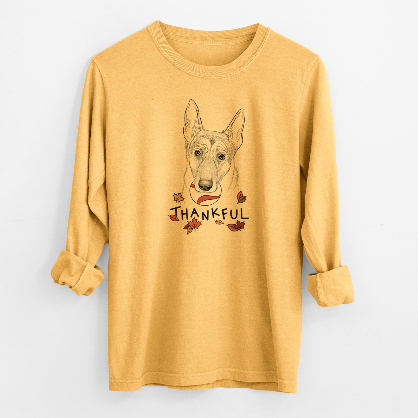 Thankful Greta the German Shepherd - Men's Heavyweight 100% Cotton Long Sleeve
