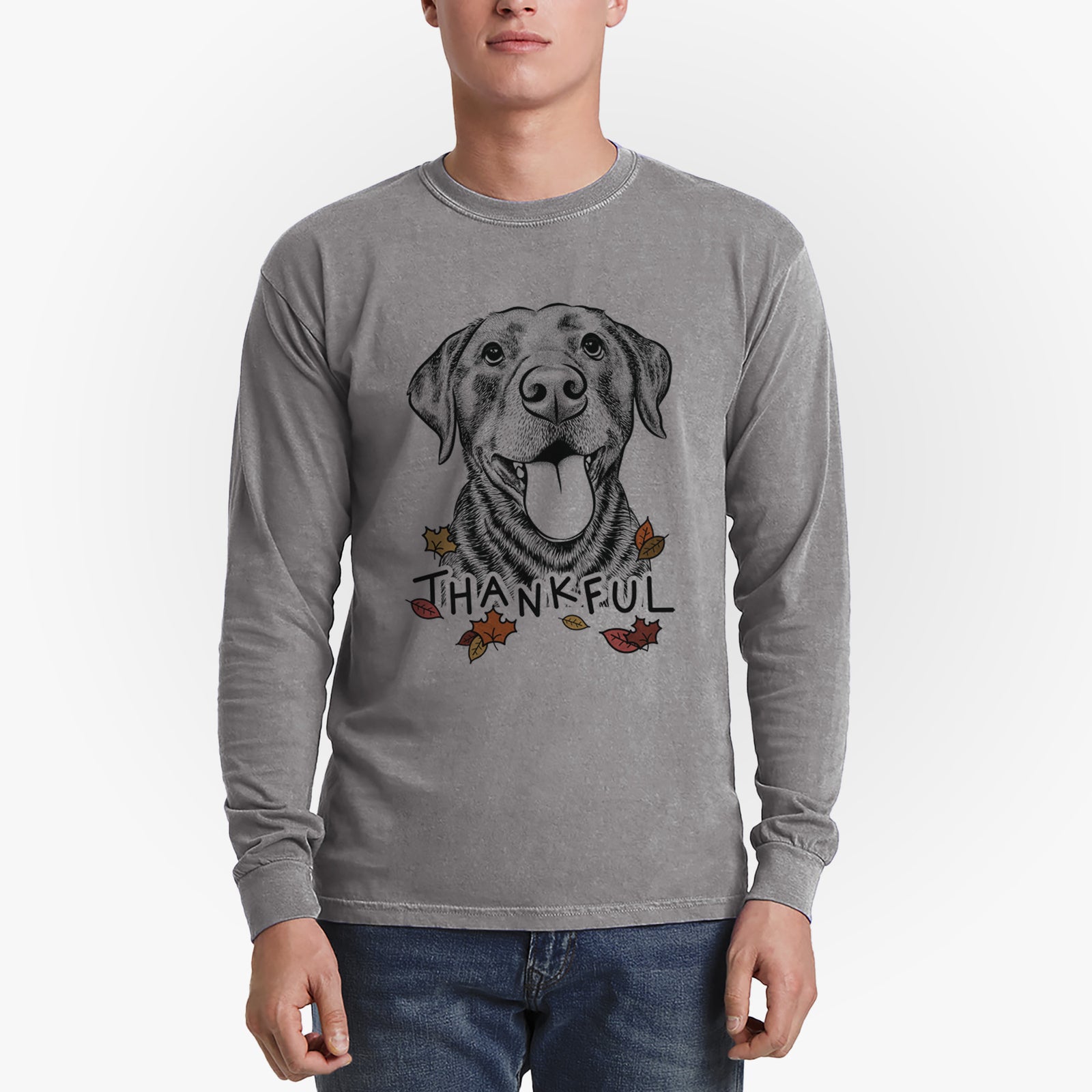 Thankful Gwen the Labrador Retriever - Men's Heavyweight 100% Cotton Long Sleeve