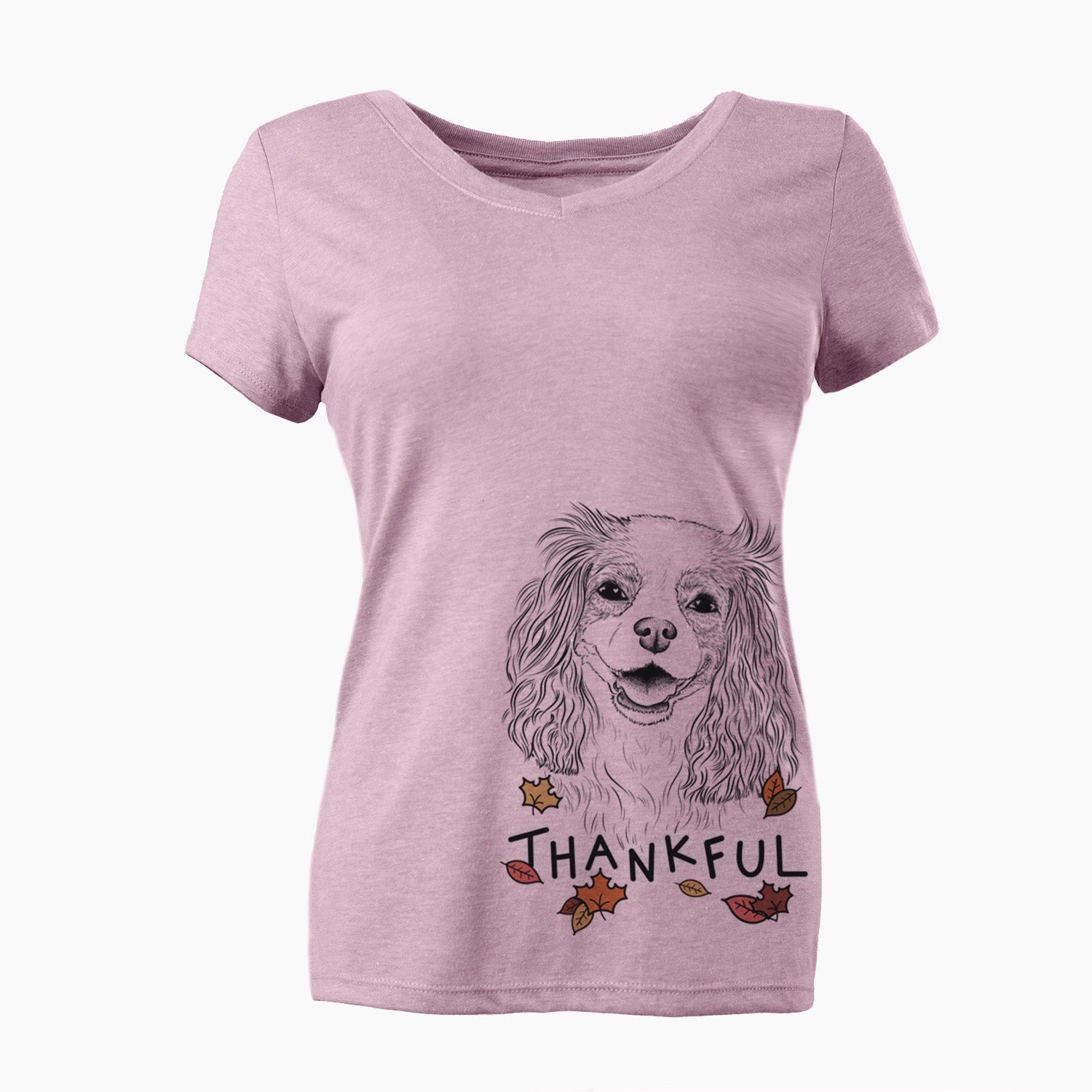 Thankful Halley Comet the Cavalier King Charles Spaniel - Women's V-neck Shirt