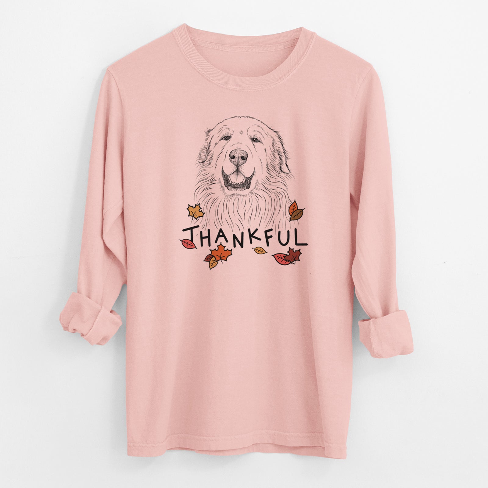 Thankful Horton the Great Pyrenees - Men's Heavyweight 100% Cotton Long Sleeve