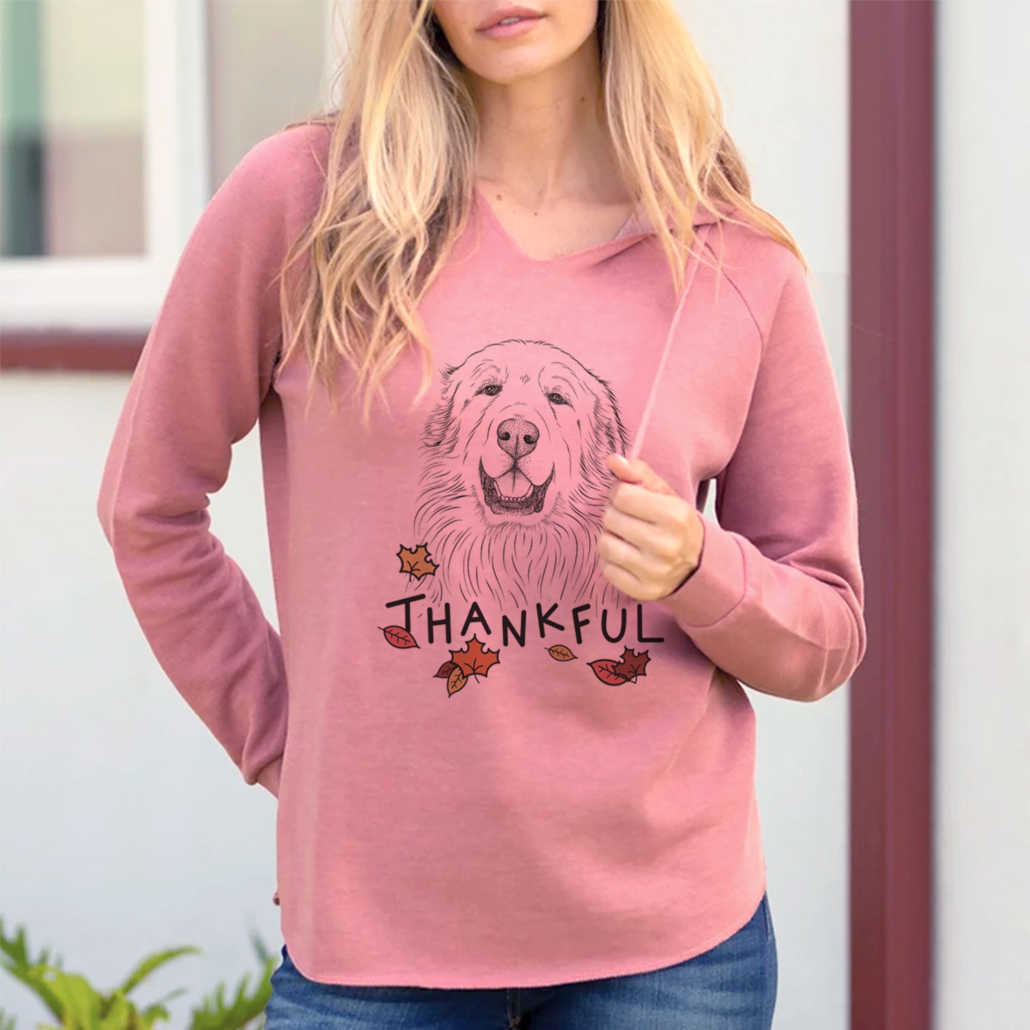 Thankful Horton the Great Pyrenees - Cali Wave Hooded Sweatshirt