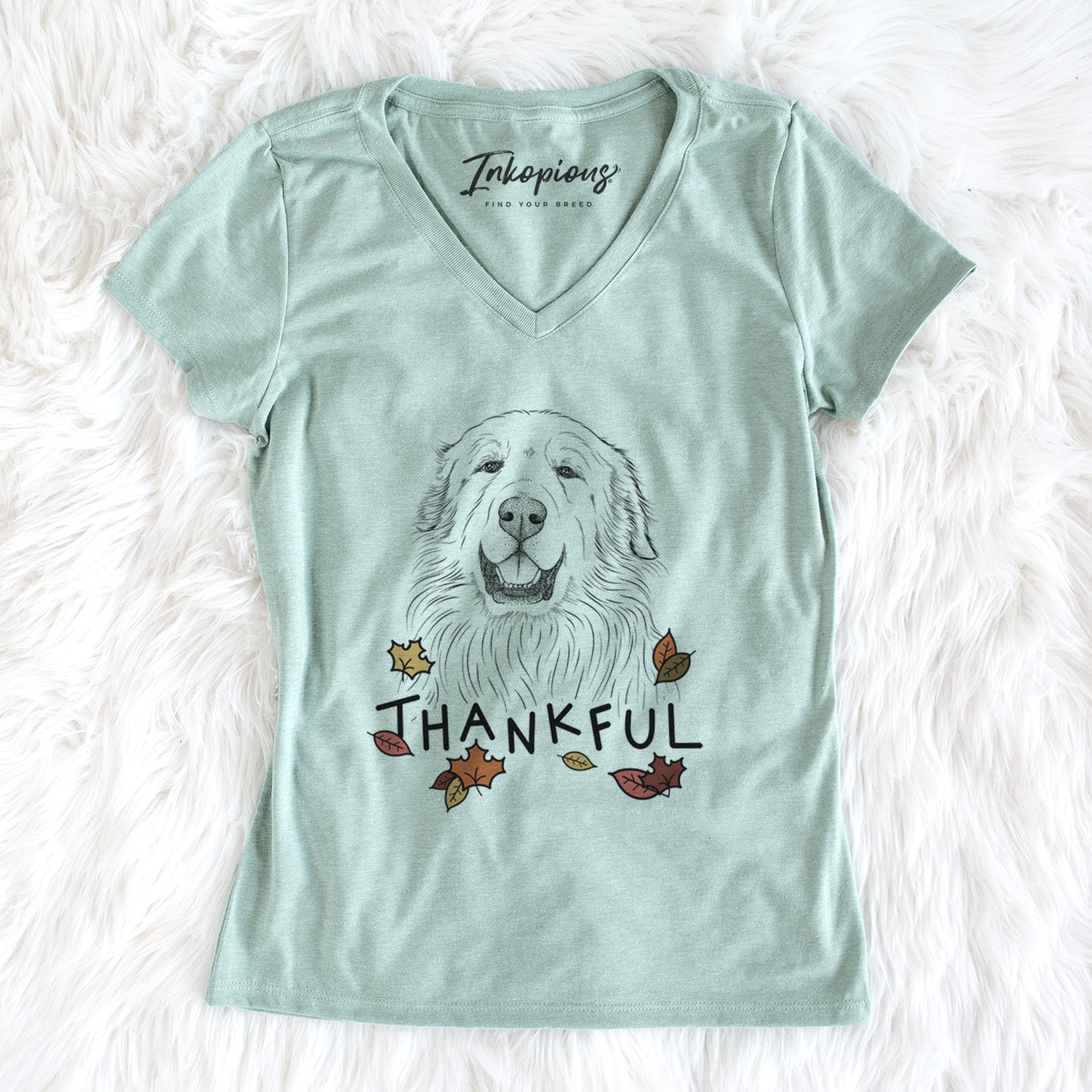 Thankful Horton the Great Pyrenees - Women's V-neck Shirt