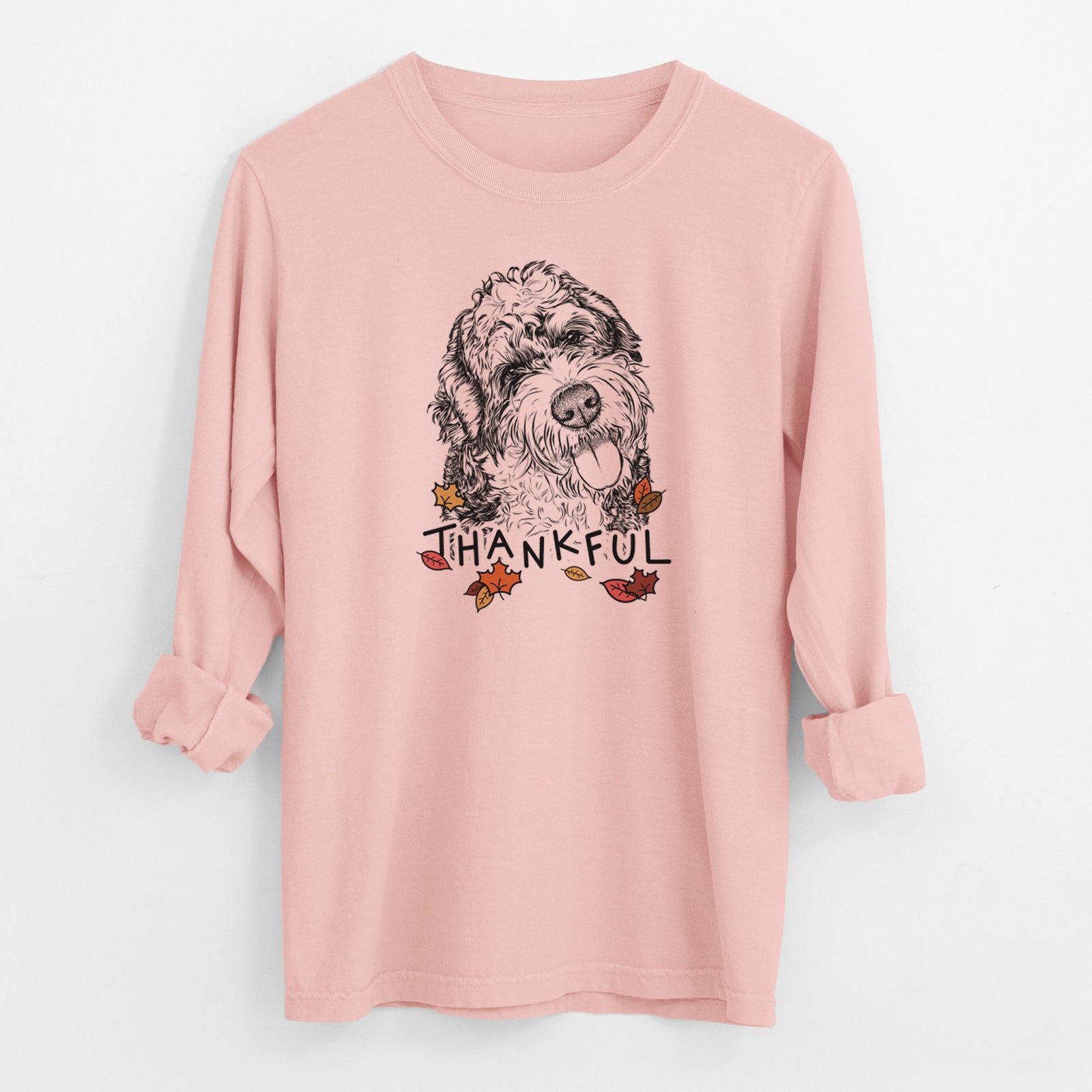 Thankful Kaci the Bernedoodle - Men's Heavyweight 100% Cotton Long Sleeve