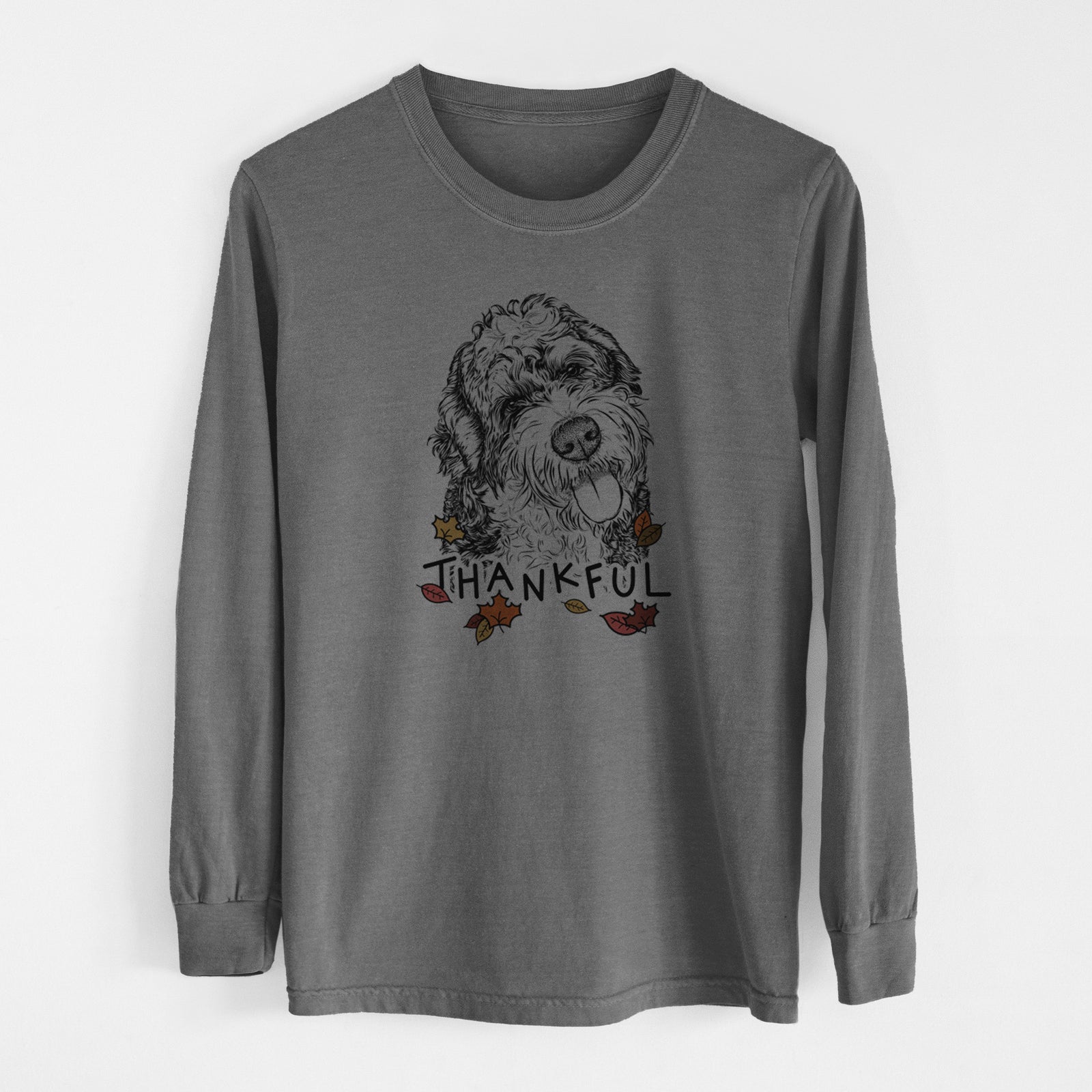 Thankful Kaci the Bernedoodle - Men's Heavyweight 100% Cotton Long Sleeve