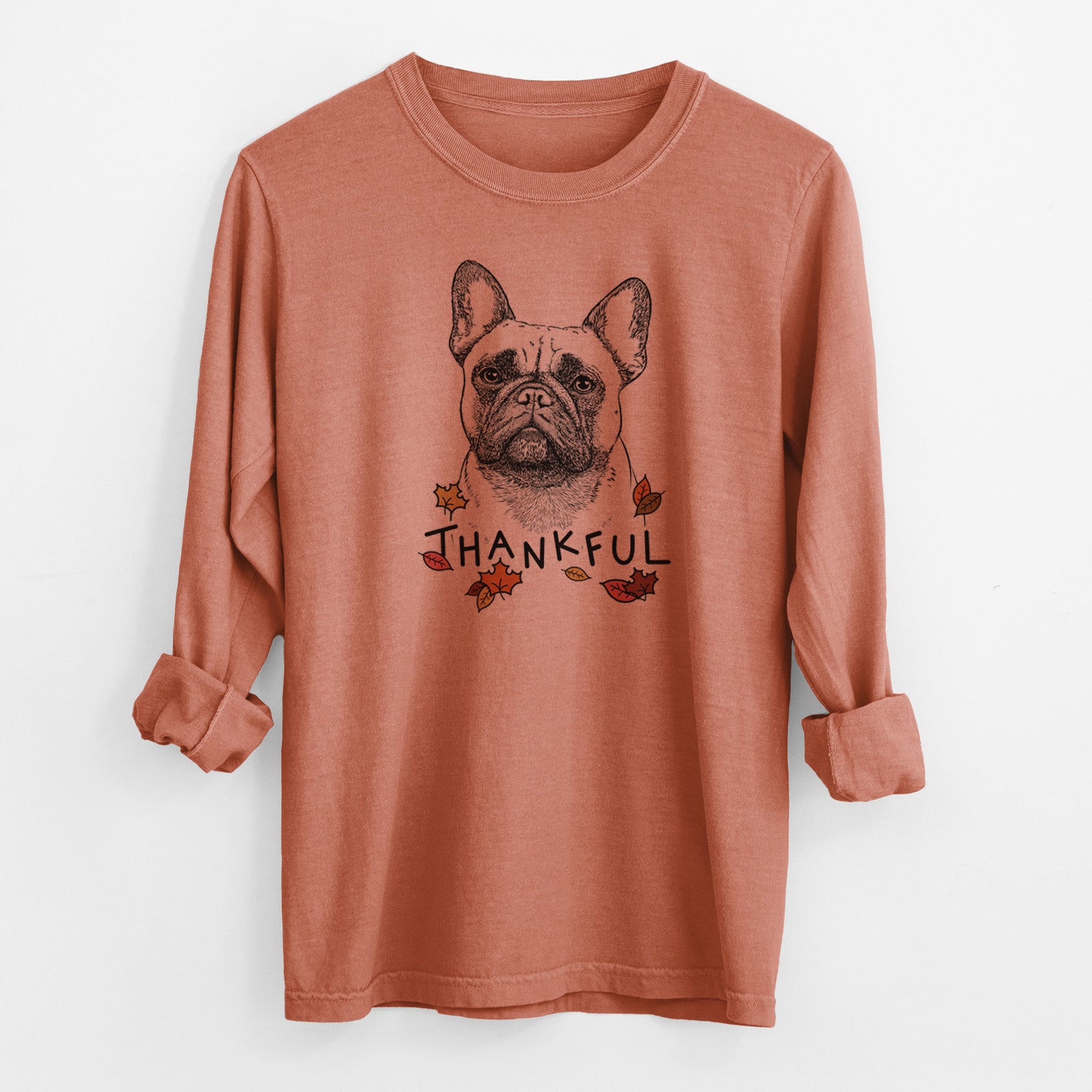 Thankful Kingsleigh the French Bulldog - Men's Heavyweight 100% Cotton Long Sleeve