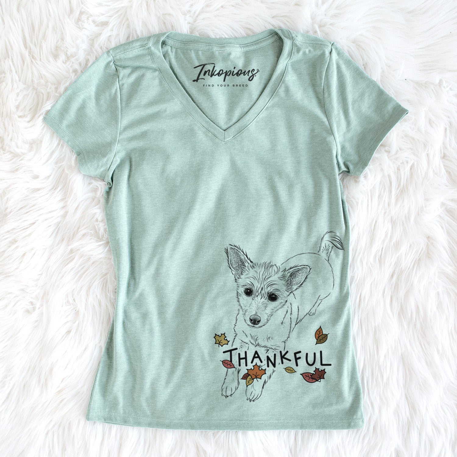 Thankful Maisie the Terrier Mix - Women's V-neck Shirt