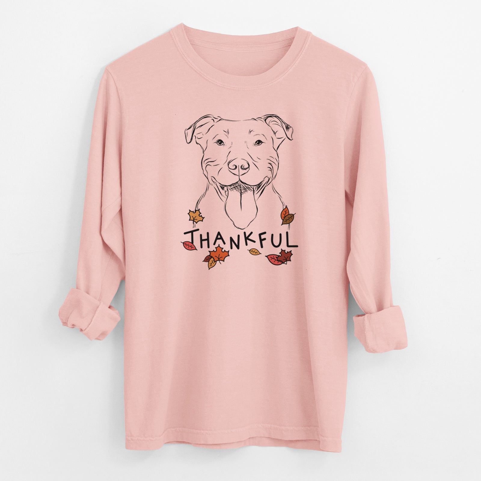 Thankful Major the Pitbull - Men's Heavyweight 100% Cotton Long Sleeve