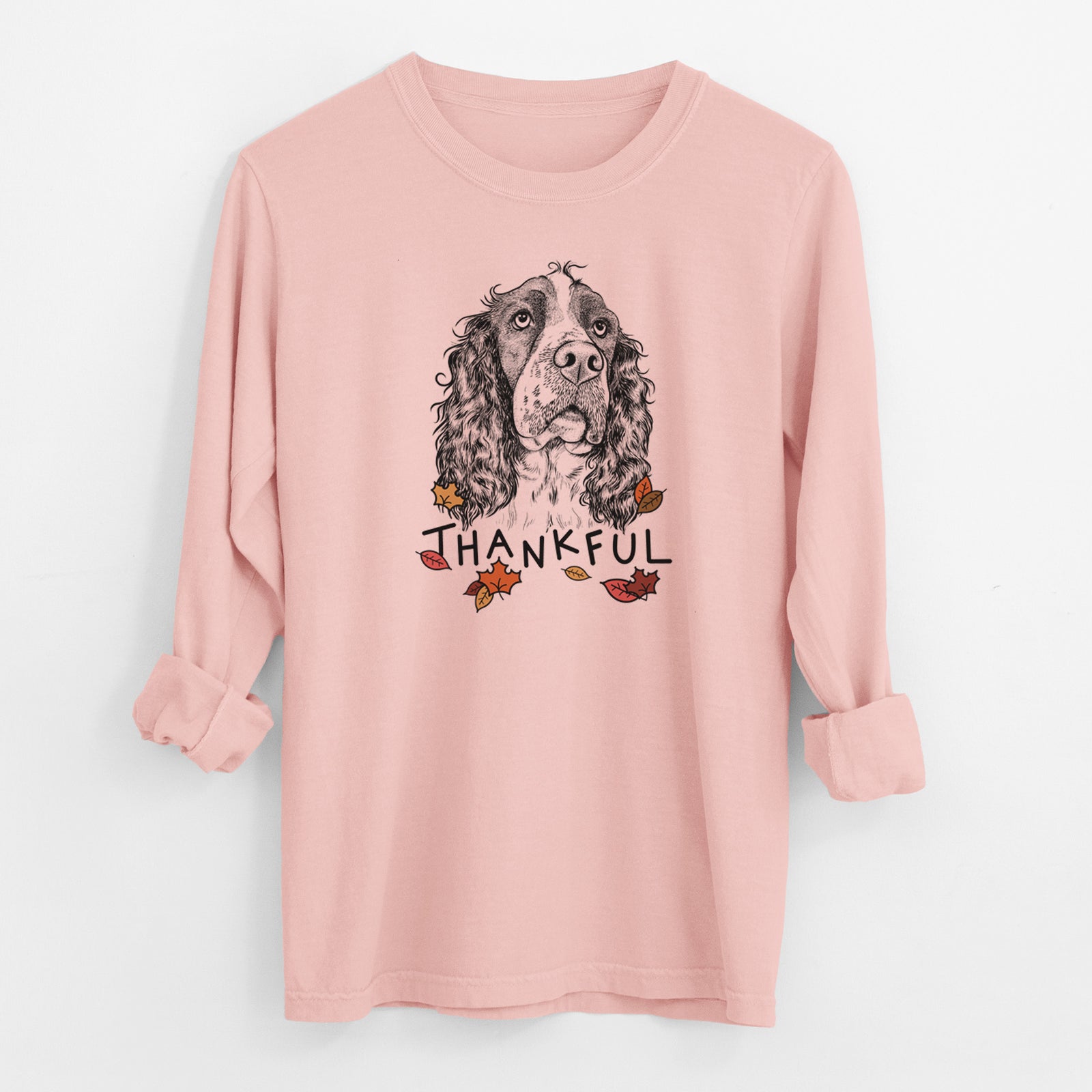 Thankful Millie Mae the English Springer Spaniel - Men's Heavyweight 100% Cotton Long Sleeve