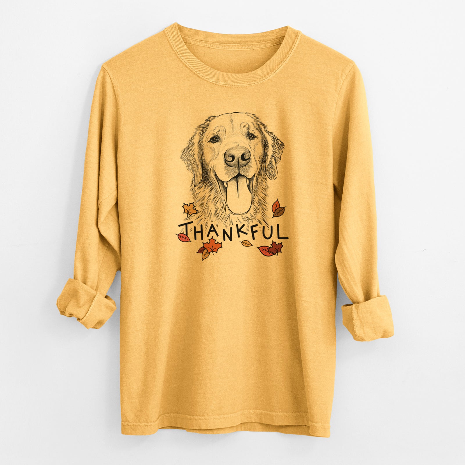 Thankful Oliver Tredup the Golden Retriever - Men's Heavyweight 100% Cotton Long Sleeve