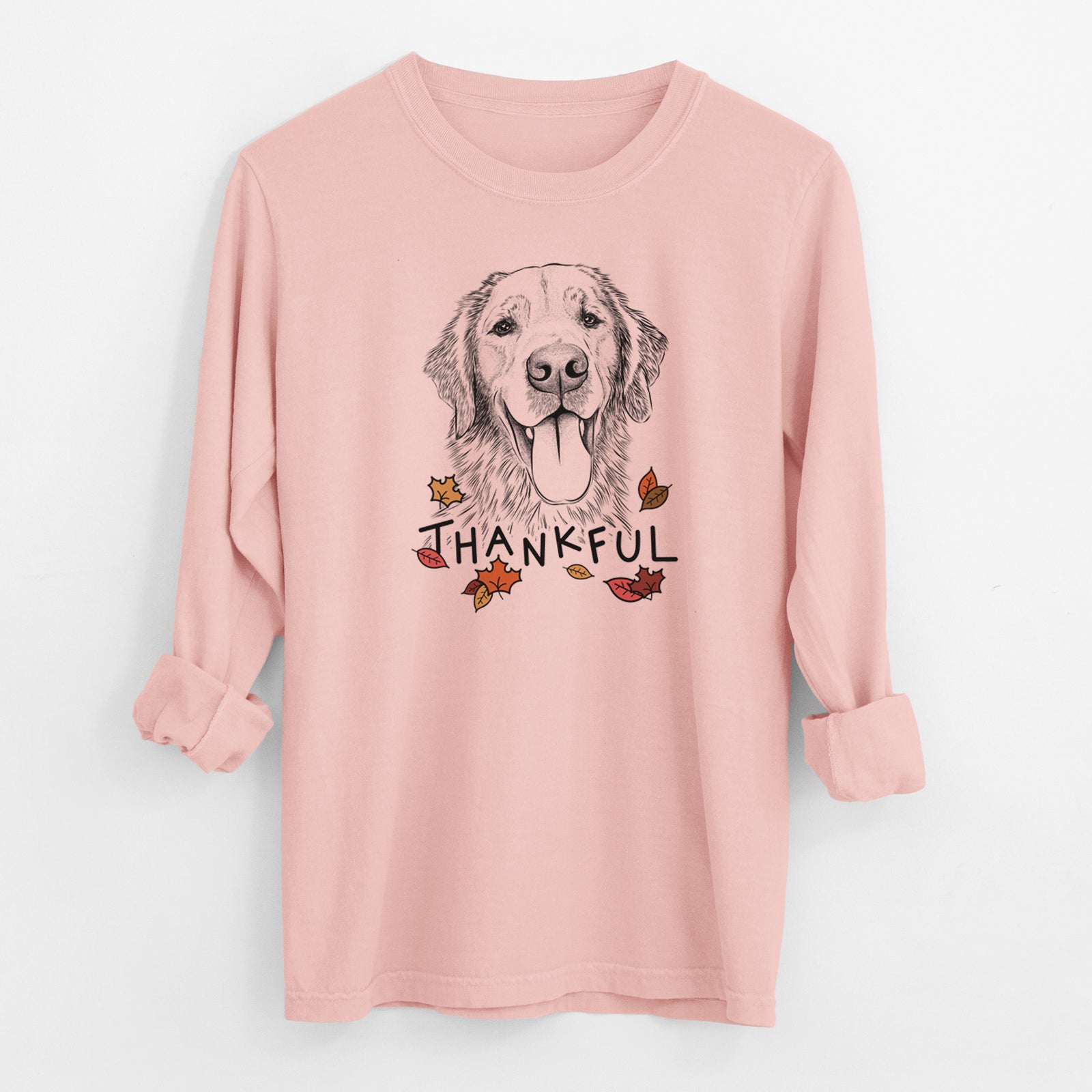 Thankful Oliver Tredup the Golden Retriever - Men's Heavyweight 100% Cotton Long Sleeve