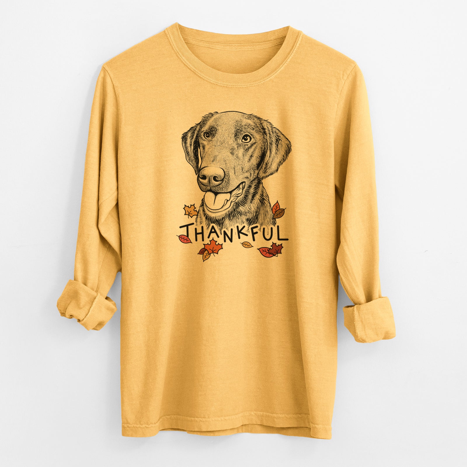Thankful Onyx the Labrador Retriever - Men's Heavyweight 100% Cotton Long Sleeve
