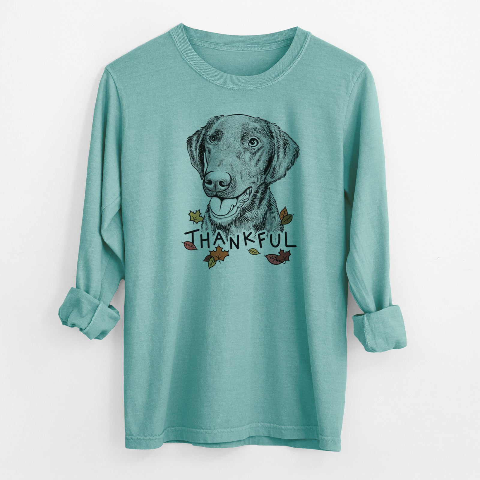 Thankful Onyx the Labrador Retriever - Men's Heavyweight 100% Cotton Long Sleeve