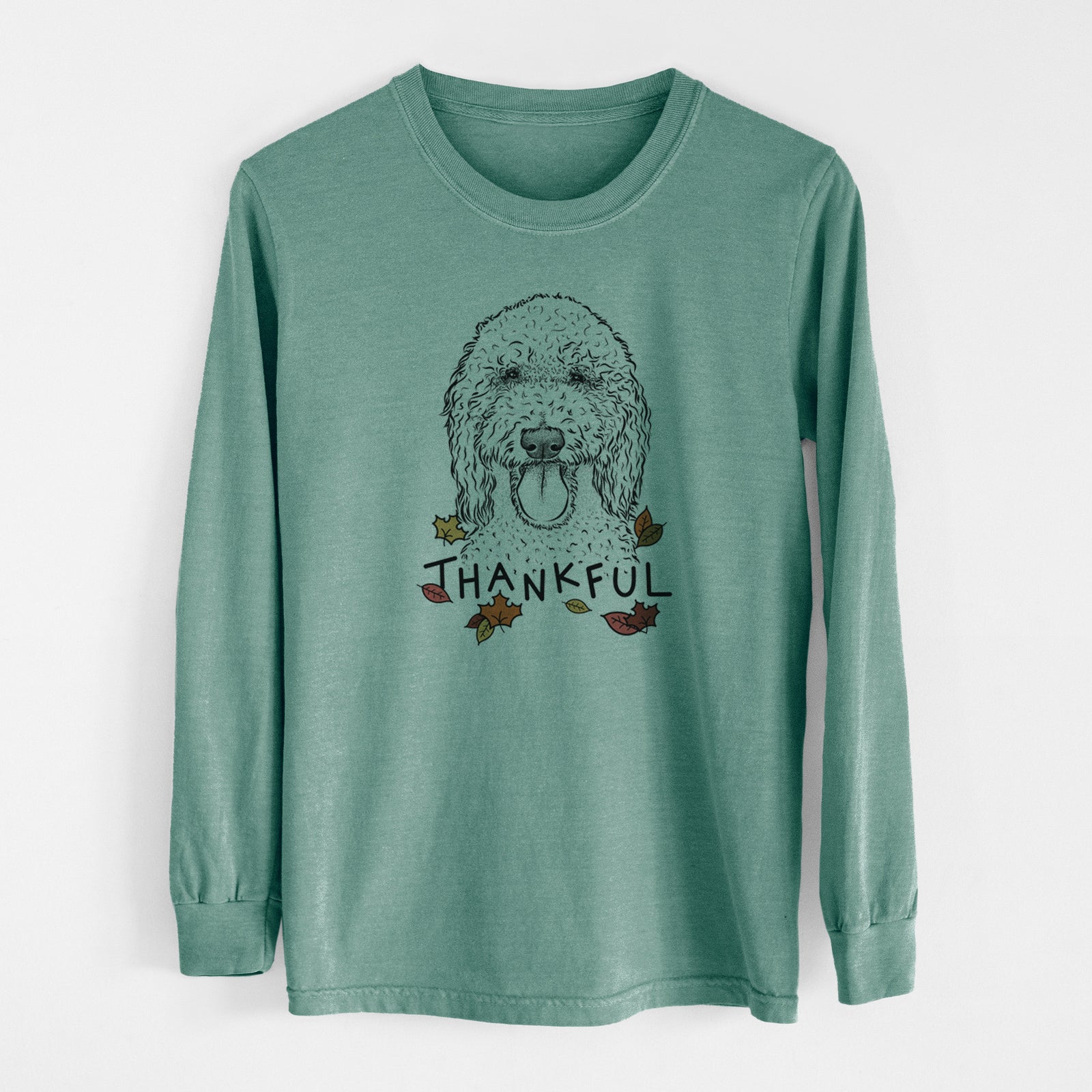 Thankful Pavlov the Goldendoodle - Men's Heavyweight 100% Cotton Long Sleeve