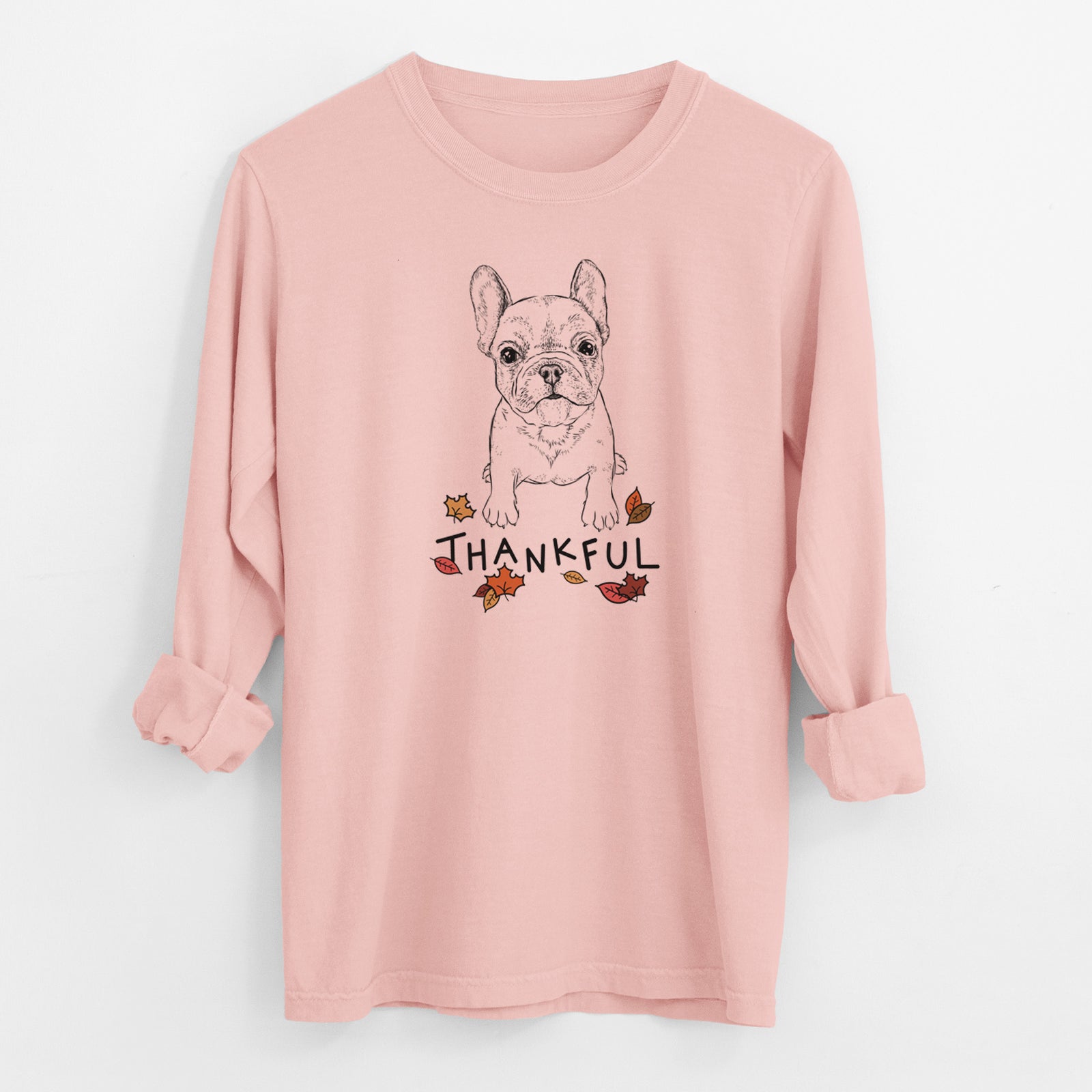 Thankful Puppy Pierre the French Bulldog - Men's Heavyweight 100% Cotton Long Sleeve