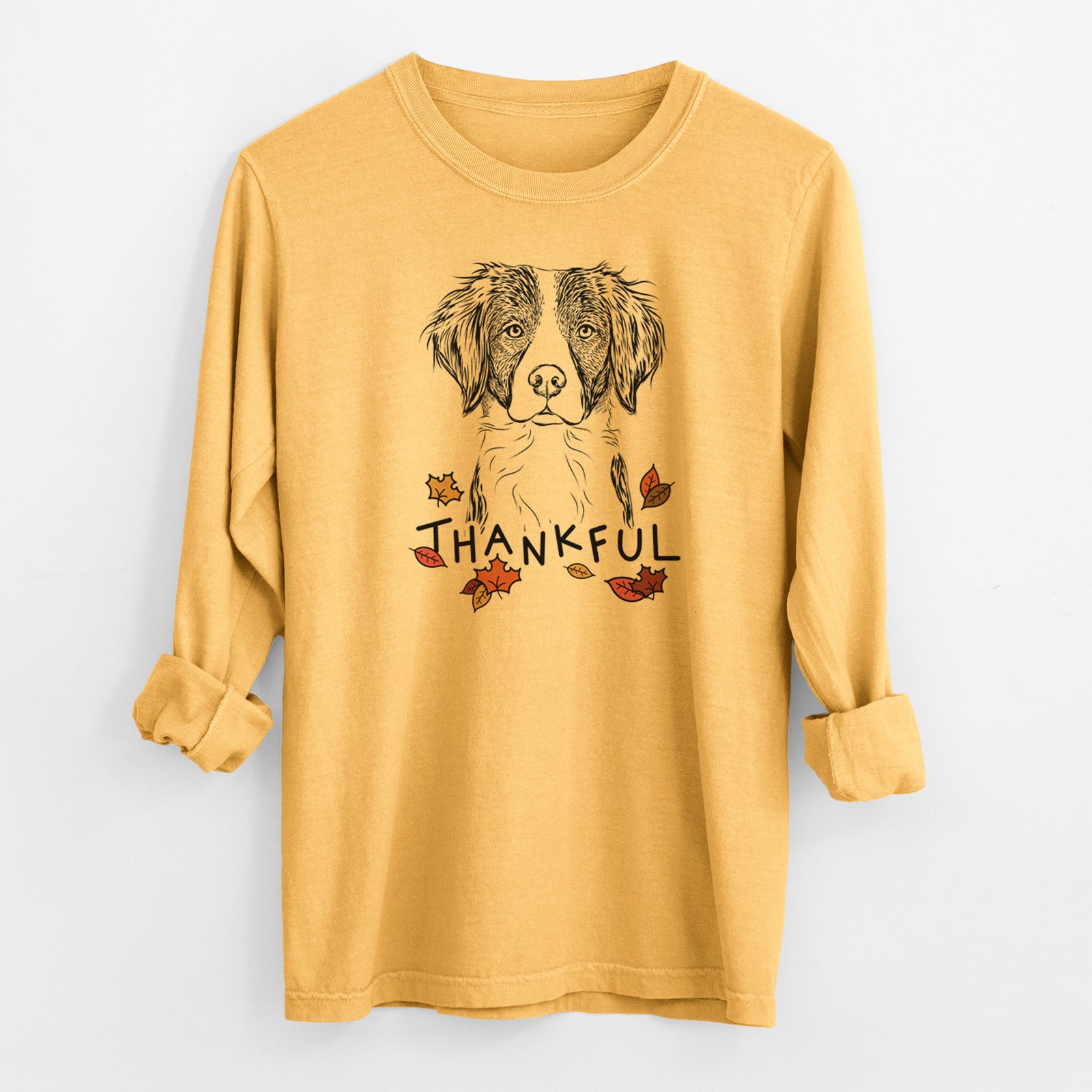 Thankful Remi the Brittany - Men's Heavyweight 100% Cotton Long Sleeve