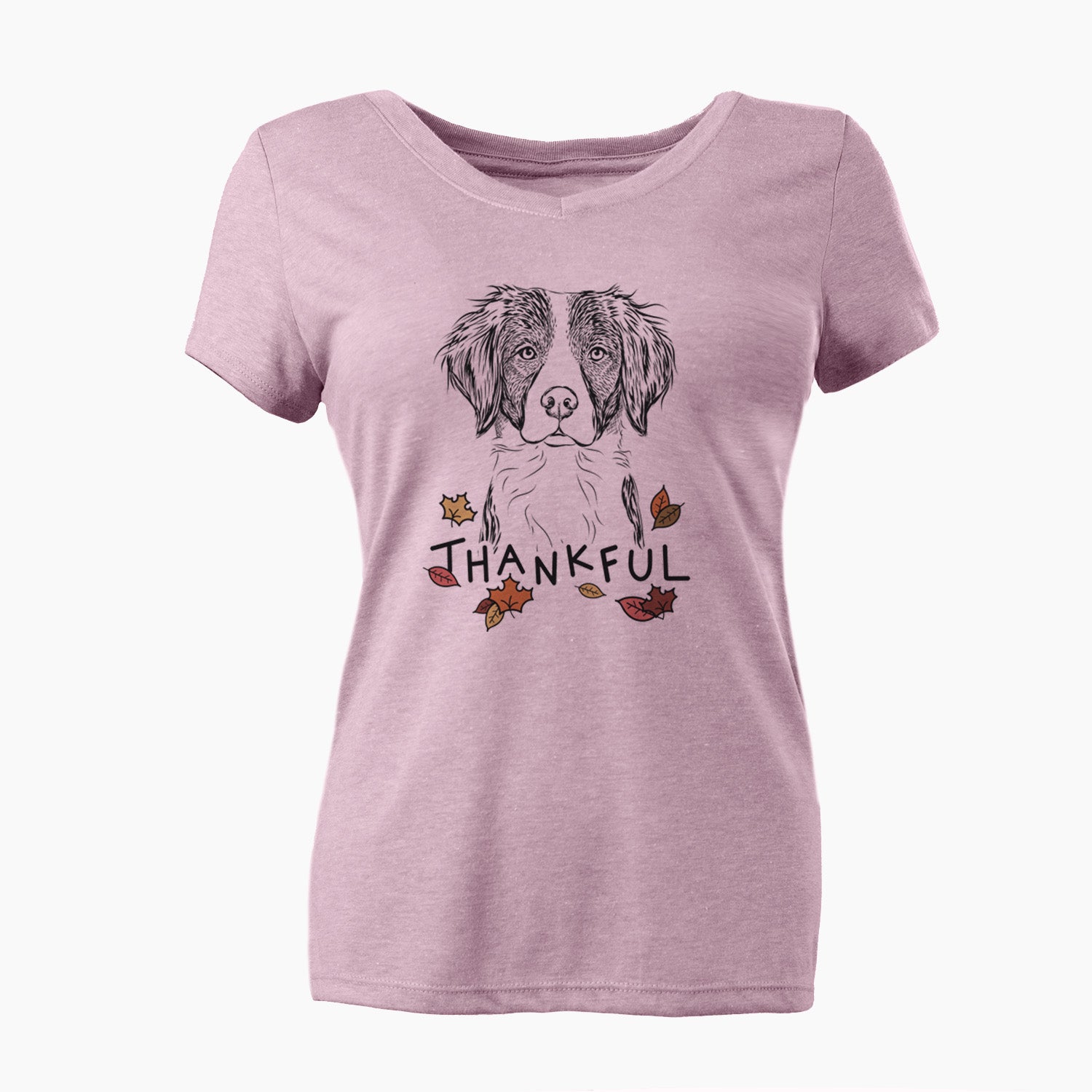 Thankful Remi the Brittany - Women's V-neck Shirt