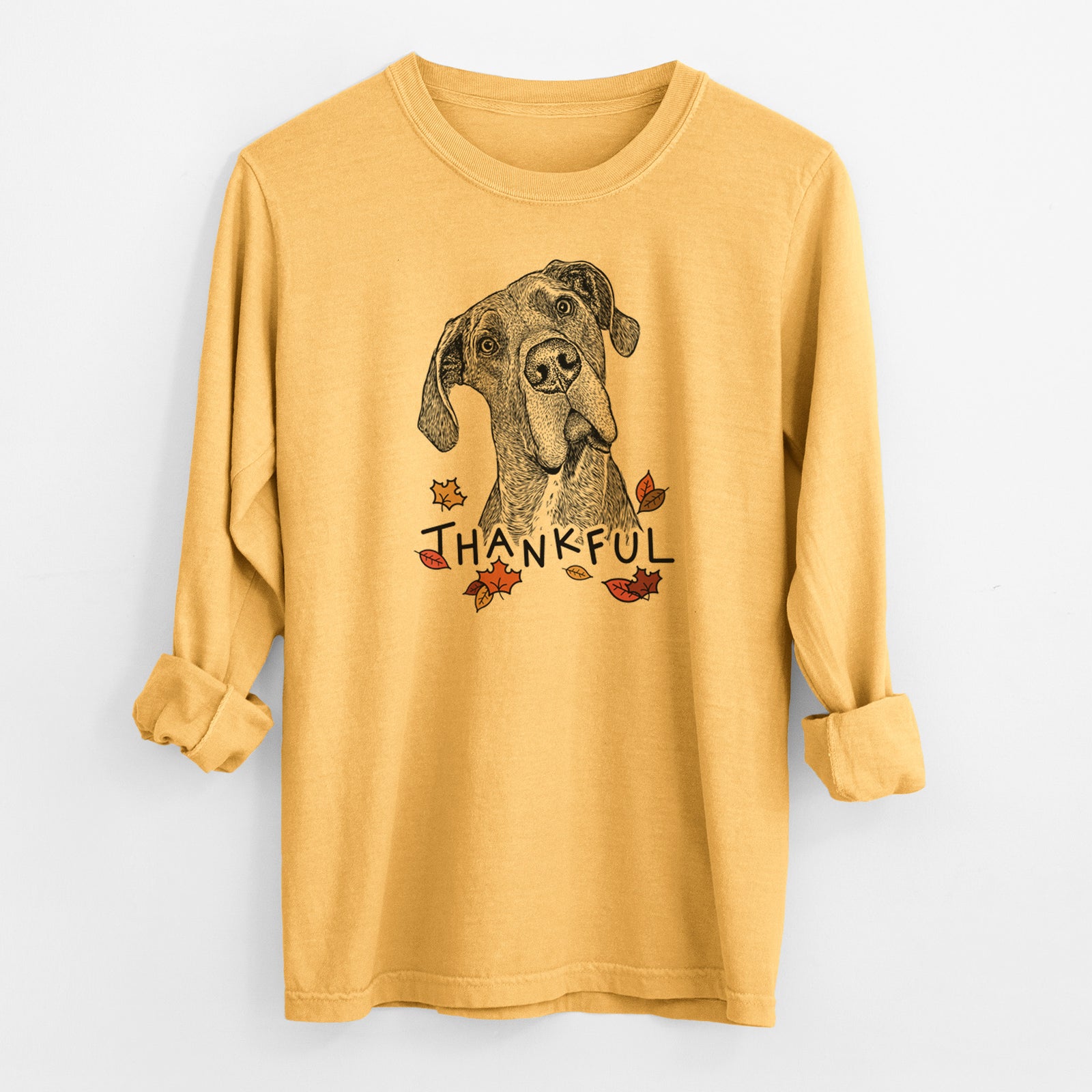 Thankful River the Great Dane - Men's Heavyweight 100% Cotton Long Sleeve