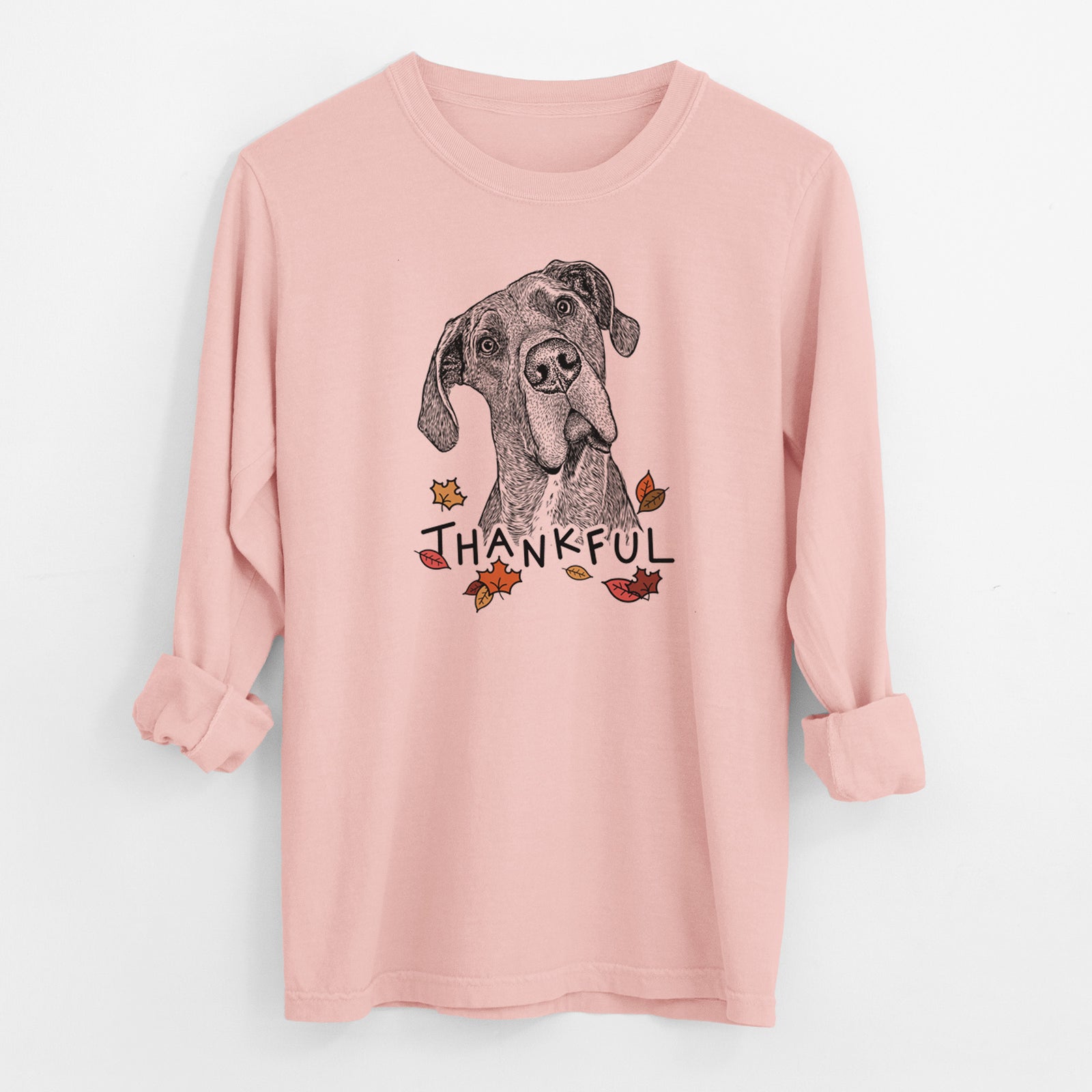 Thankful River the Great Dane - Men's Heavyweight 100% Cotton Long Sleeve