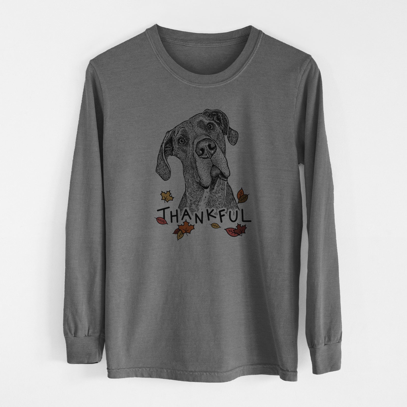 Thankful River the Great Dane - Men's Heavyweight 100% Cotton Long Sleeve
