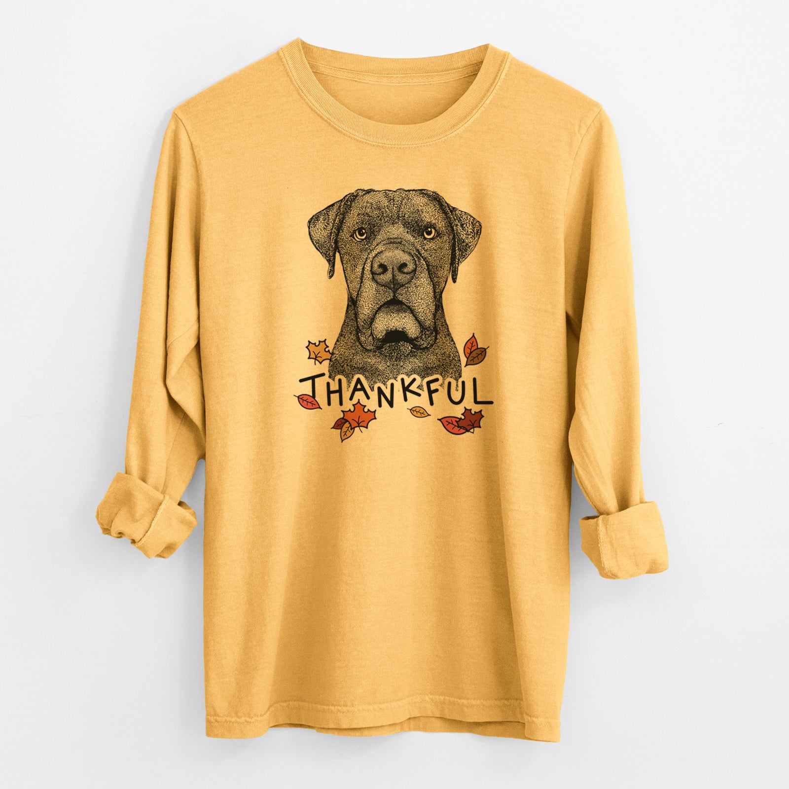 Thankful Rocco the Cane Corso - Men's Heavyweight 100% Cotton Long Sleeve