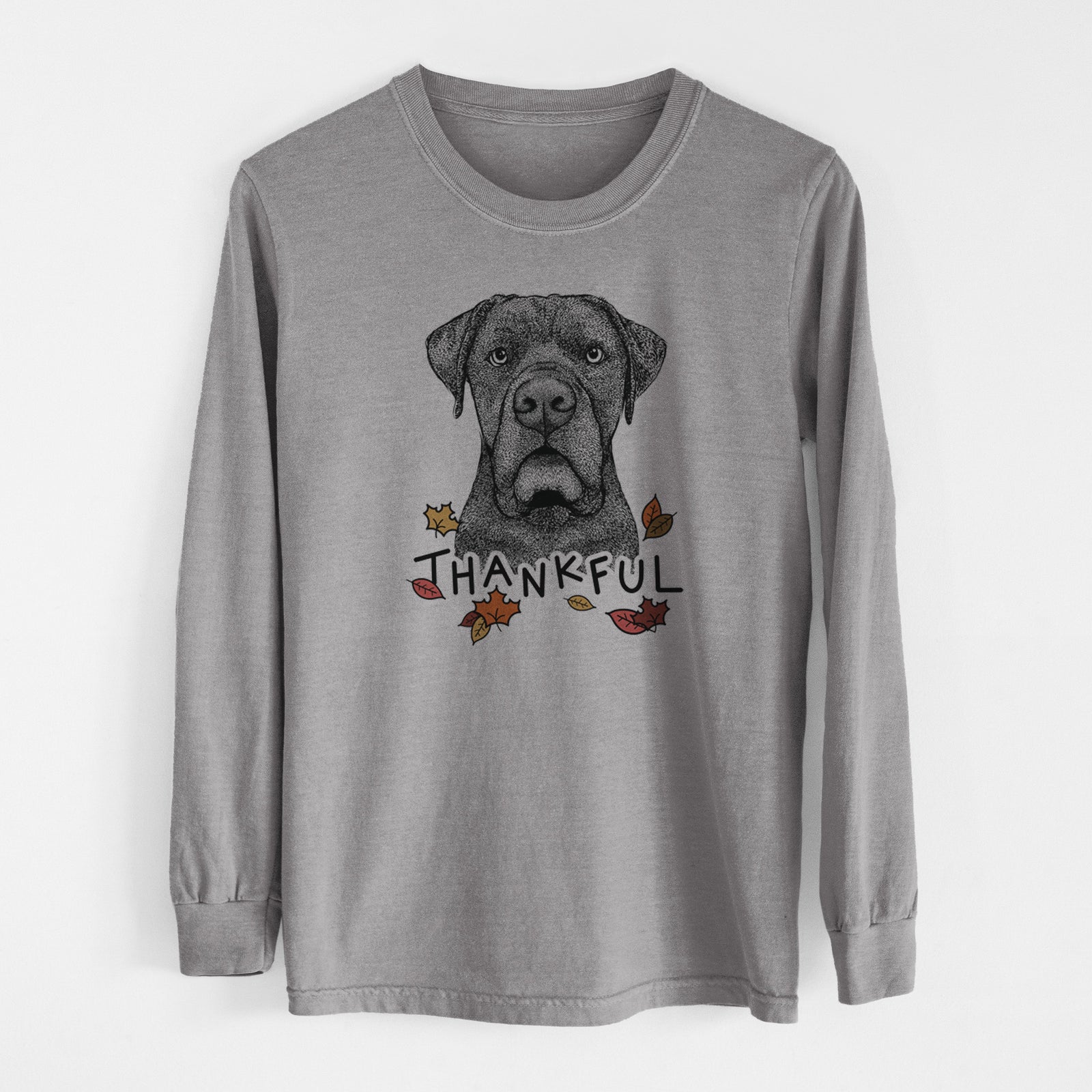 Thankful Rocco the Cane Corso - Men's Heavyweight 100% Cotton Long Sleeve
