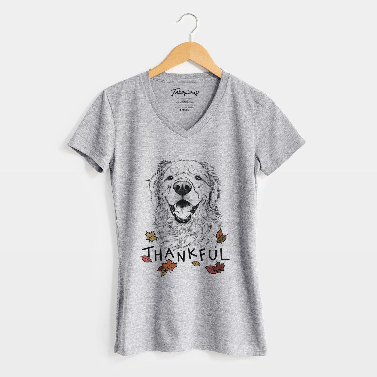Thankful Roger the Golden Retriever - Women's V-neck Shirt