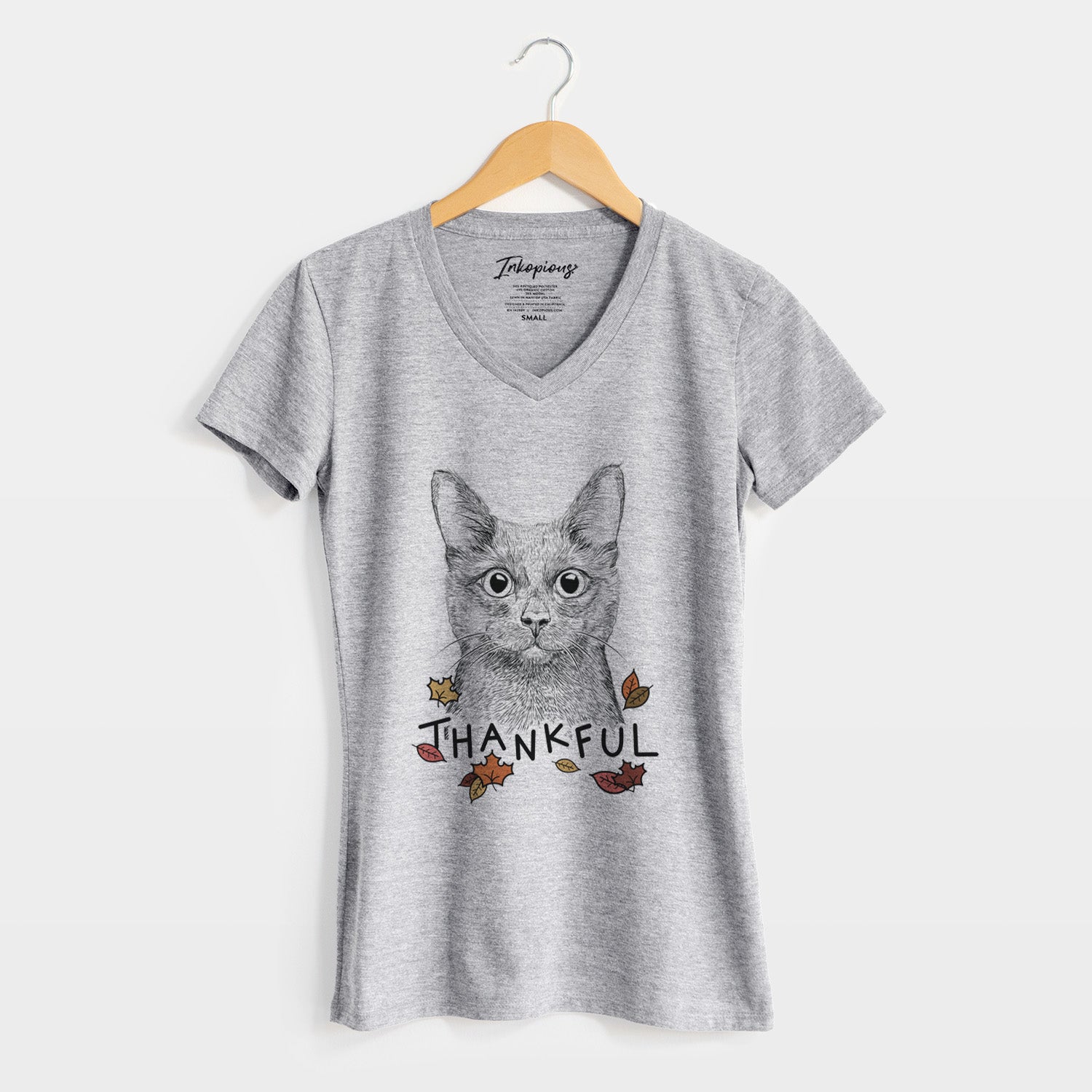 Thankful Shadow the Black Cat - Women's V-neck Shirt