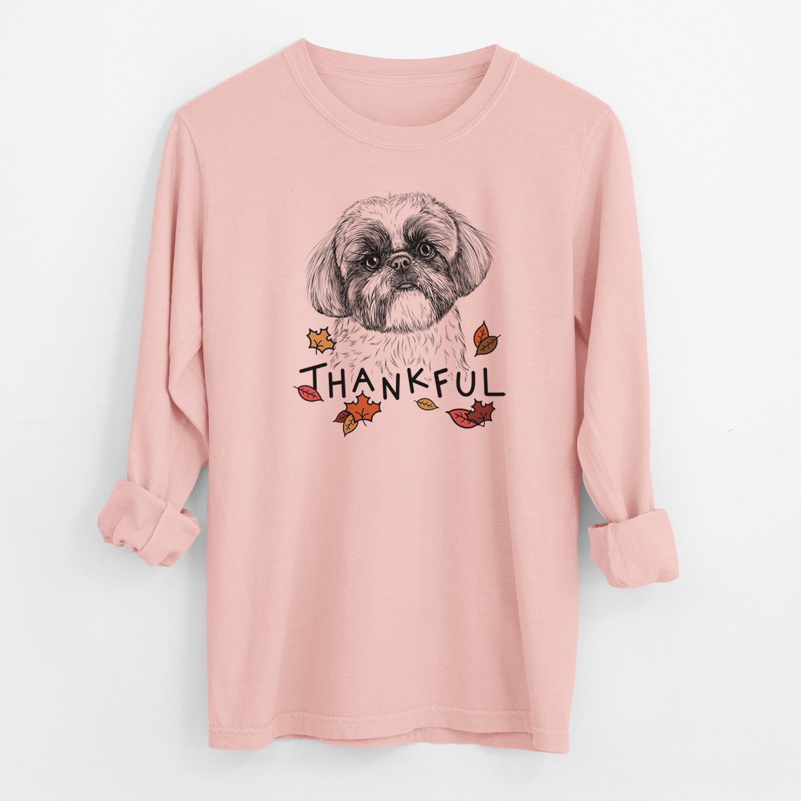 Thankful Simon the Shih Tzu - Men's Heavyweight 100% Cotton Long Sleeve