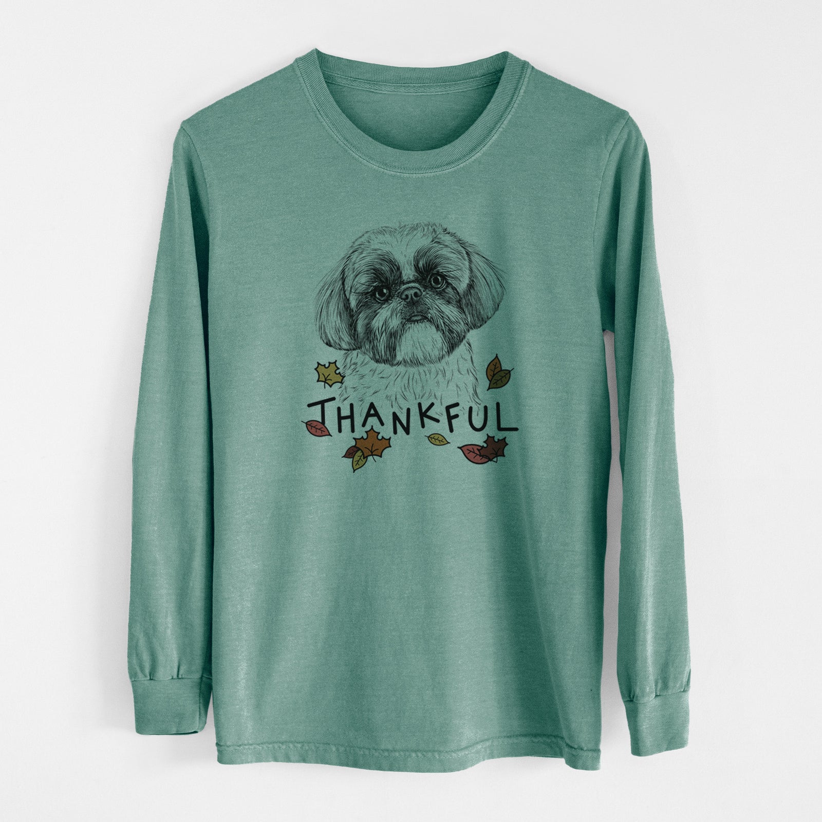 Thankful Simon the Shih Tzu - Men's Heavyweight 100% Cotton Long Sleeve