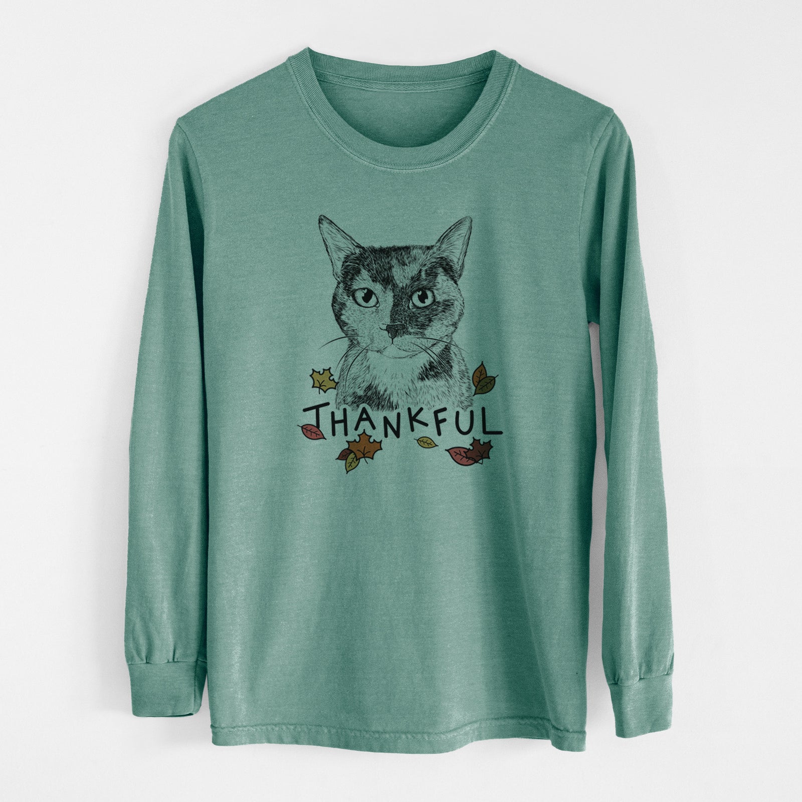 Thankful Spooky Kitty the Tortoiseshell Cat - Men's Heavyweight 100% Cotton Long Sleeve