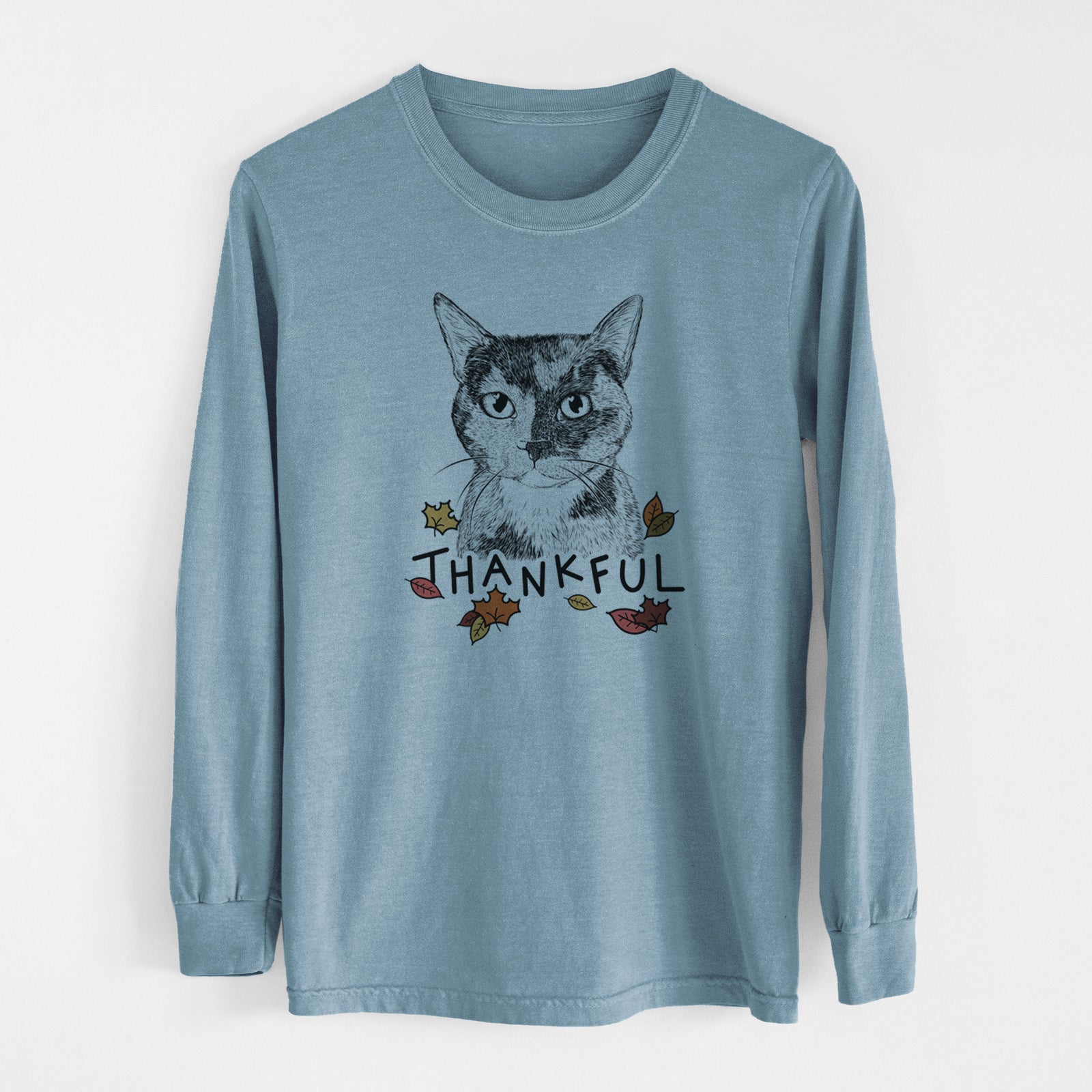 Thankful Spooky Kitty the Tortoiseshell Cat - Men's Heavyweight 100% Cotton Long Sleeve