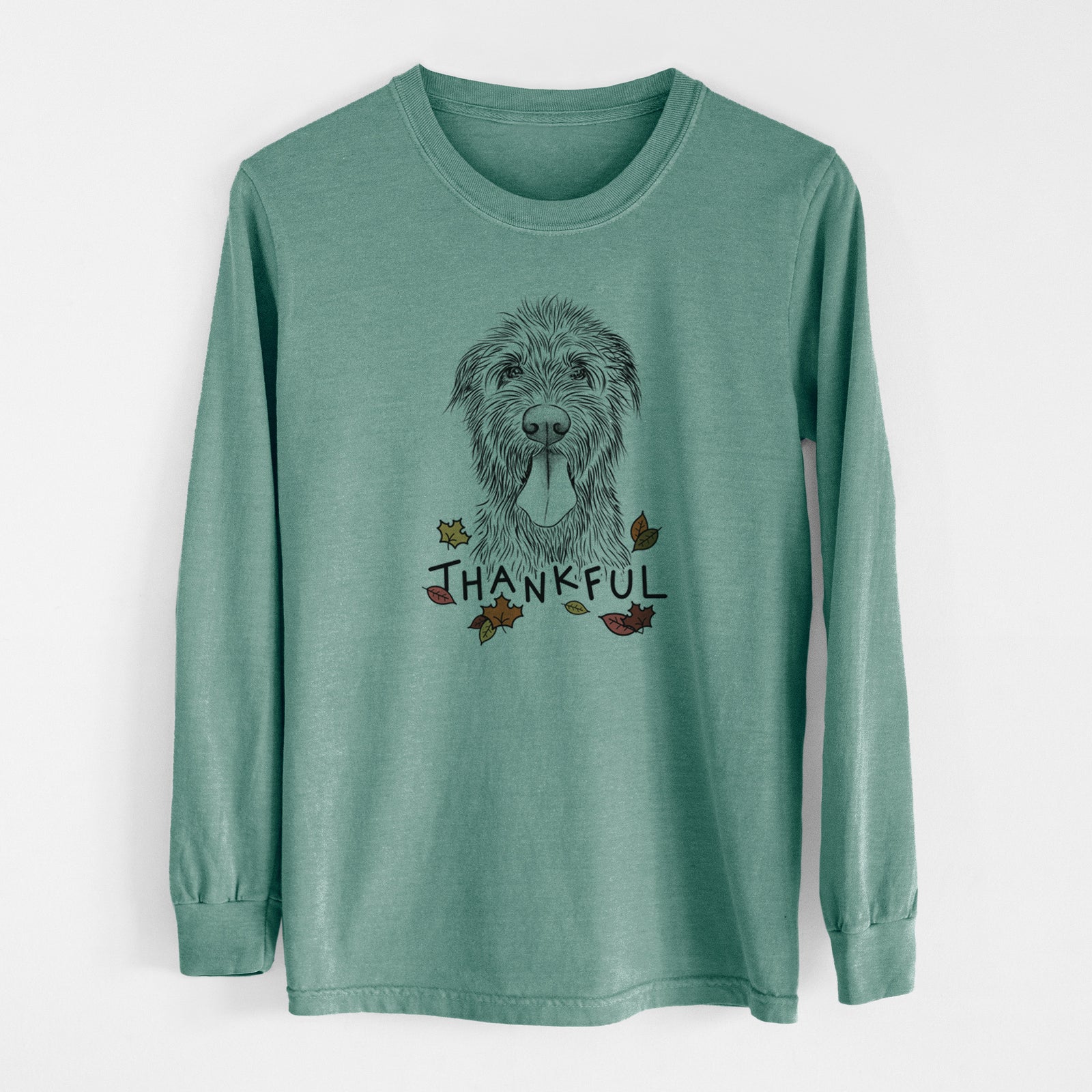 Thankful Sullivan the Irish Wolfhound - Men's Heavyweight 100% Cotton Long Sleeve