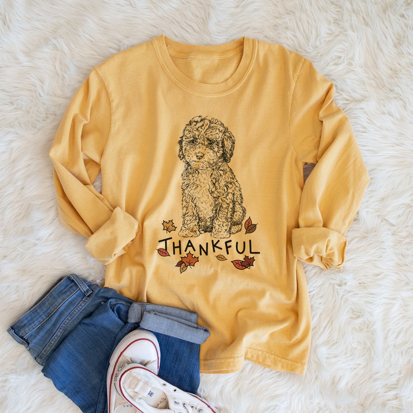 Thankful Sweet Tea the Mini Doodle - Men's Heavyweight 100% Cotton Long Sleeve