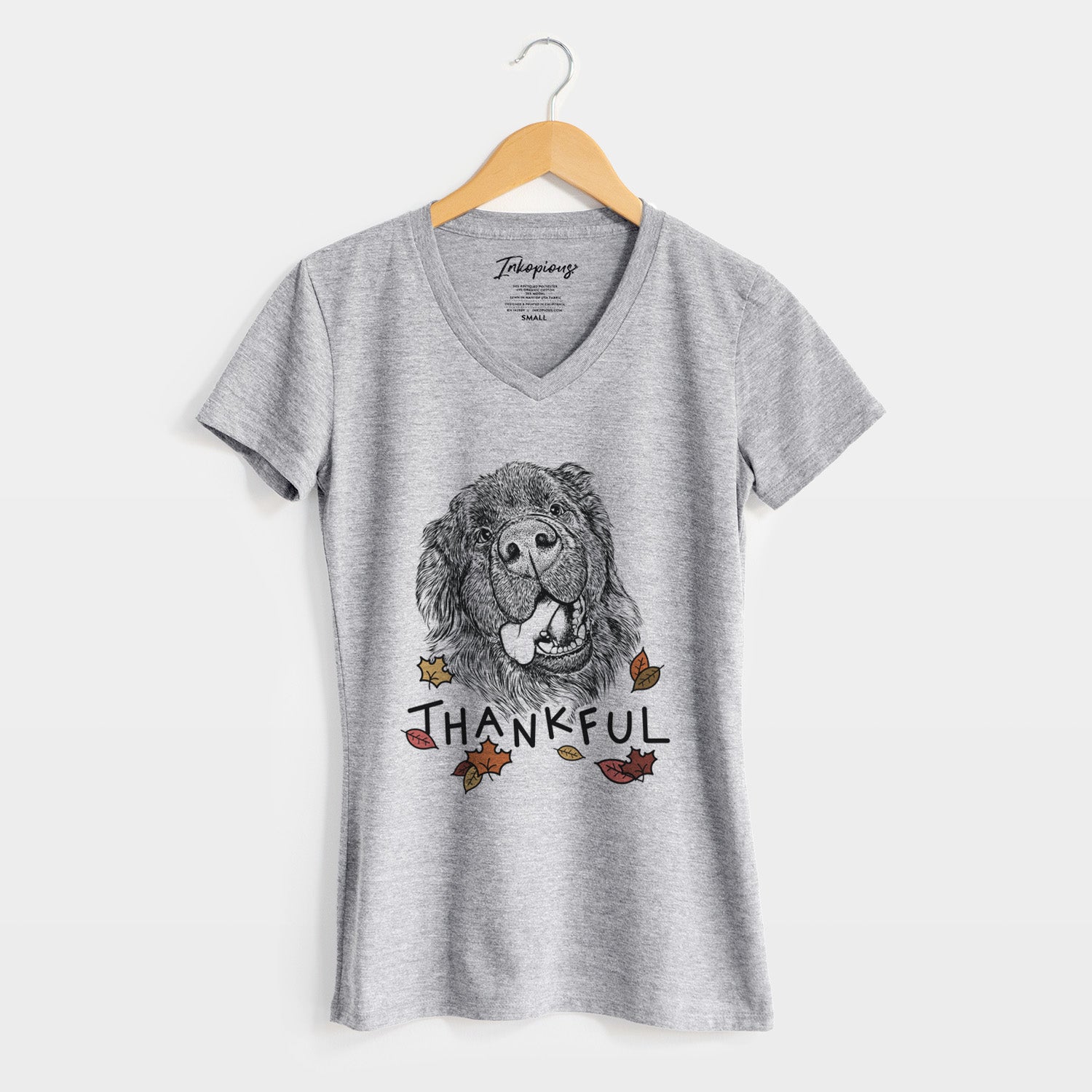 Thankful Tuna the Newfoundland - Women's V-neck Shirt