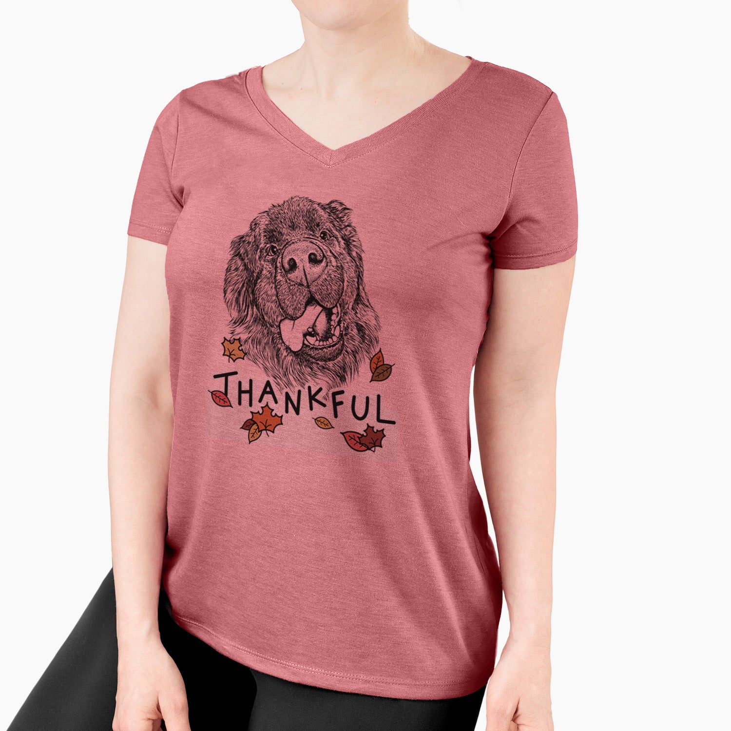 Thankful Tuna the Newfoundland - Women's V-neck Shirt