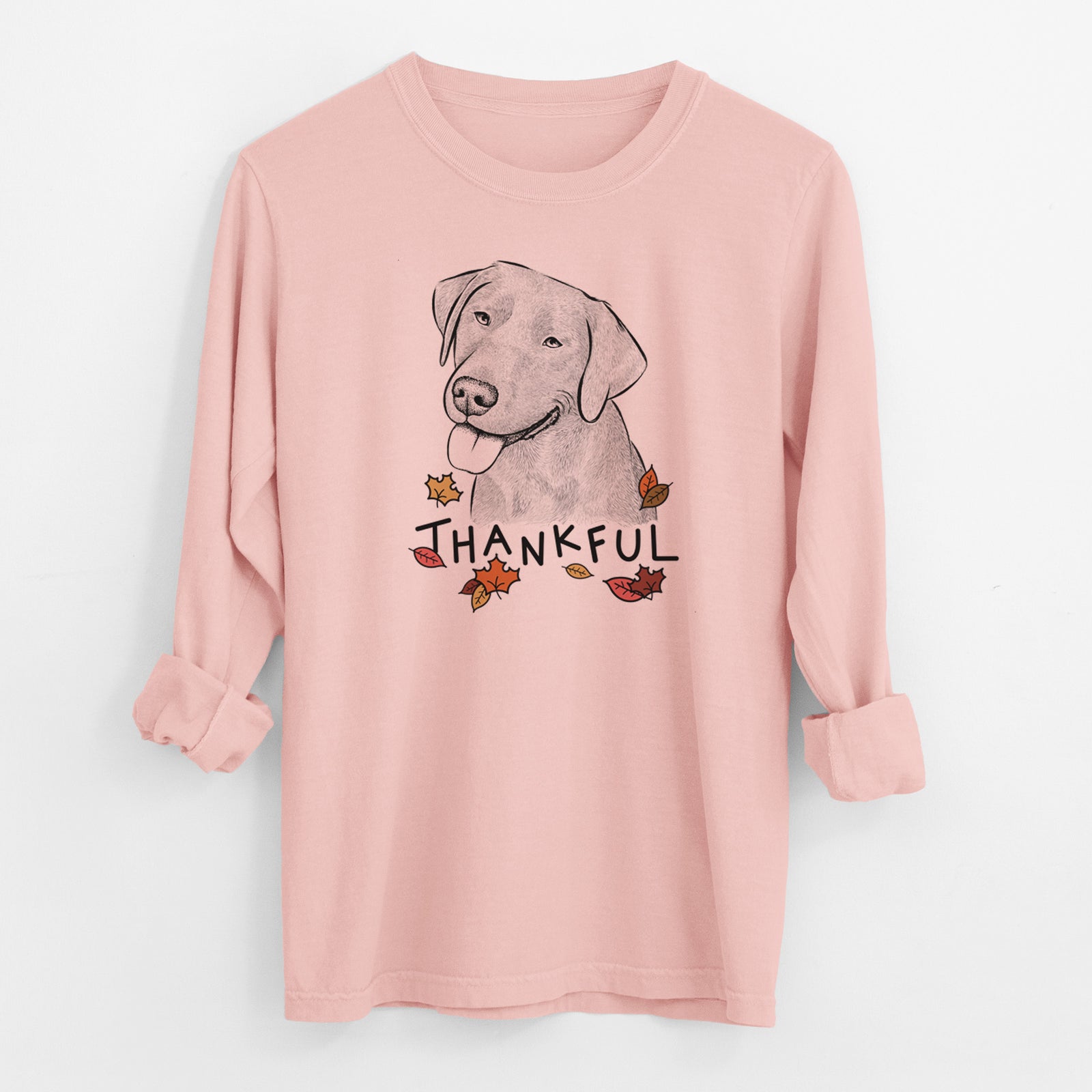 Thankful Zeppelin the Black Labrador - Men's Heavyweight 100% Cotton Long Sleeve