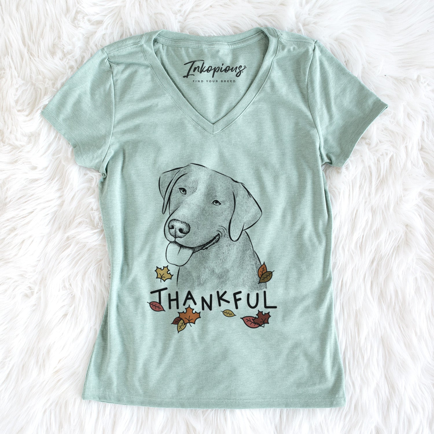 Thankful Zeppelin the Black Labrador - Women's V-neck Shirt