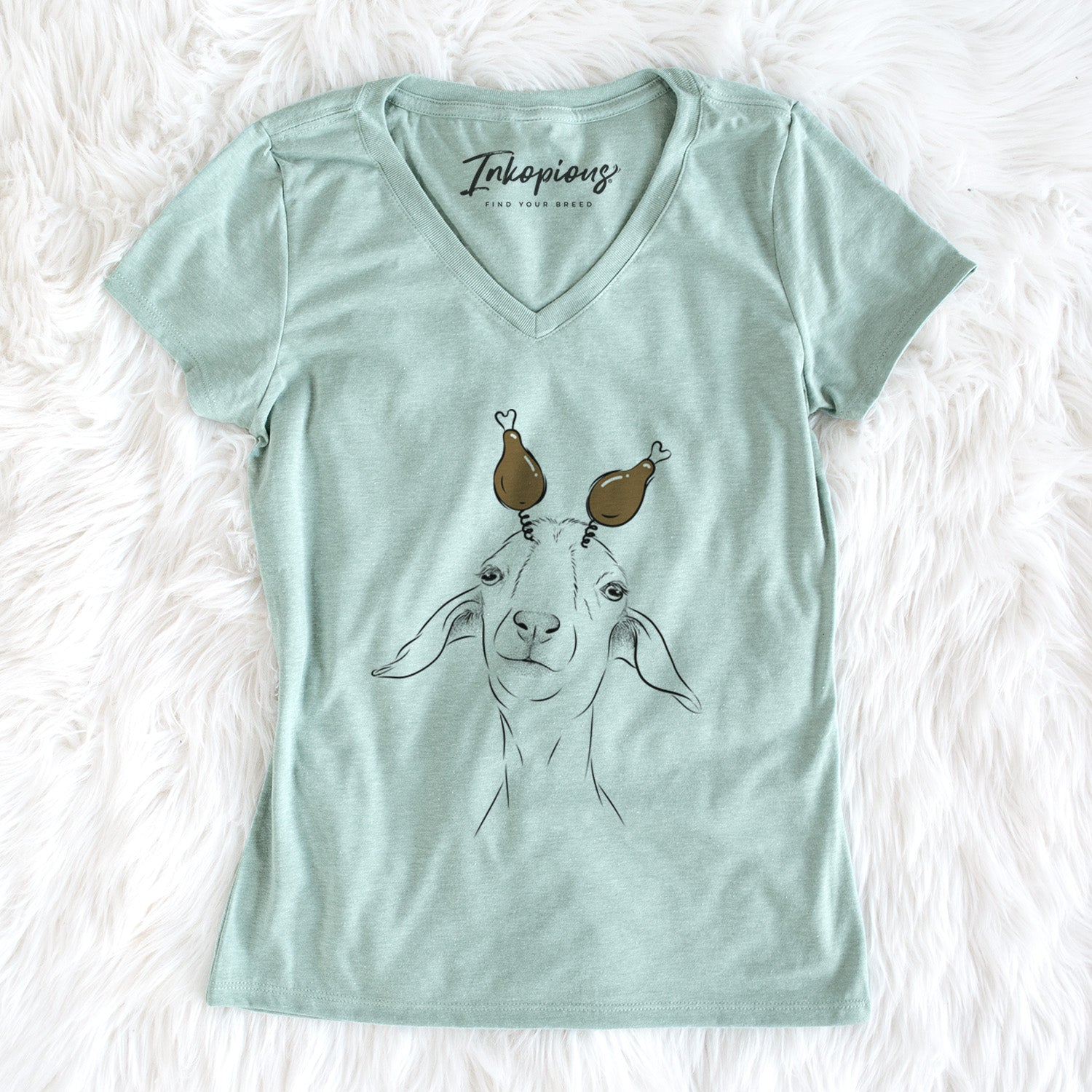 Thanksgiving Kara Dune the Spanish Boer Goat - Women's Perfect V-neck Shirt