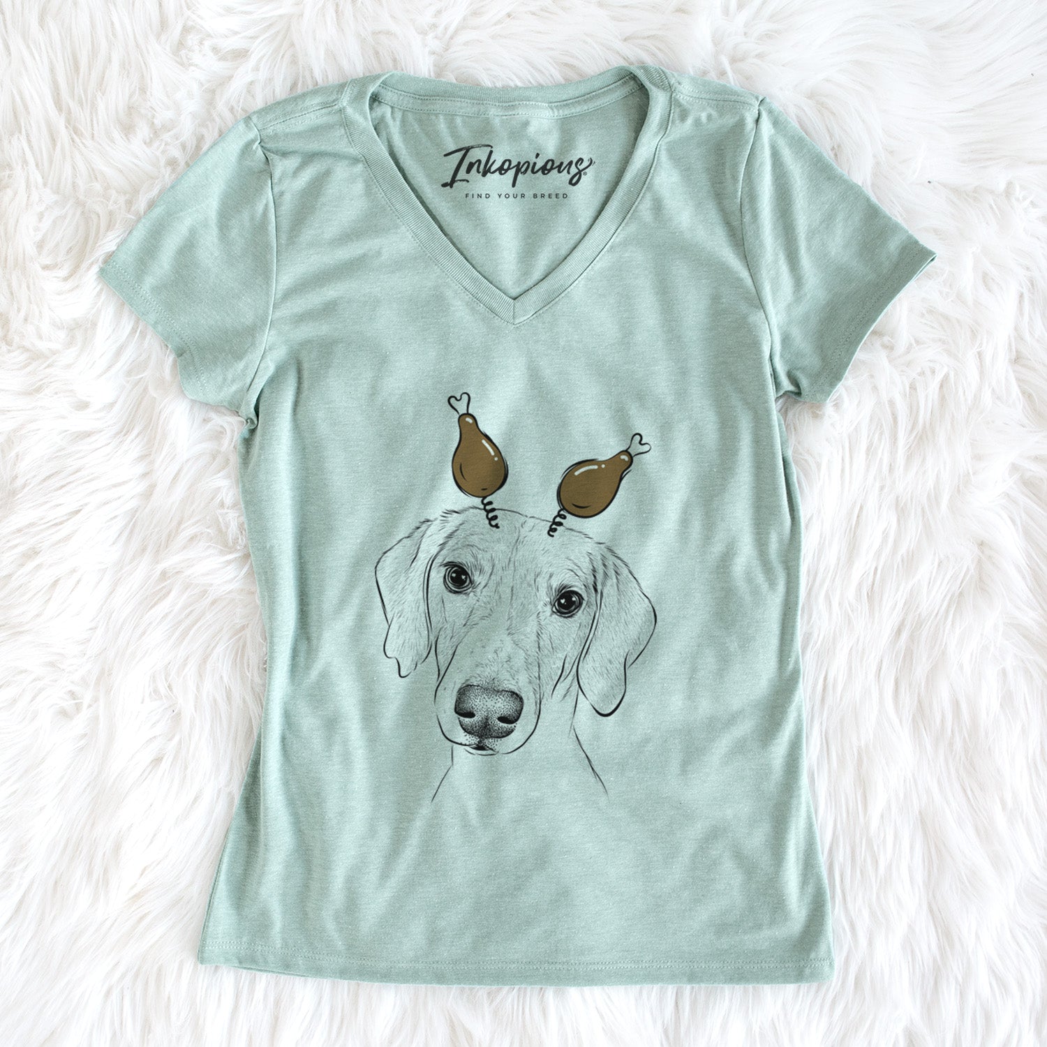 Thanksgiving Stanley the Foxhound - Women's Perfect V-neck Shirt