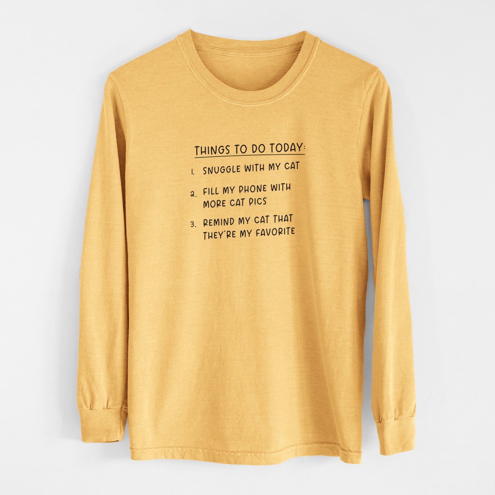 Things to Do Today - Snuggle with Cat - Men's Heavyweight 100% Cotton Long Sleeve