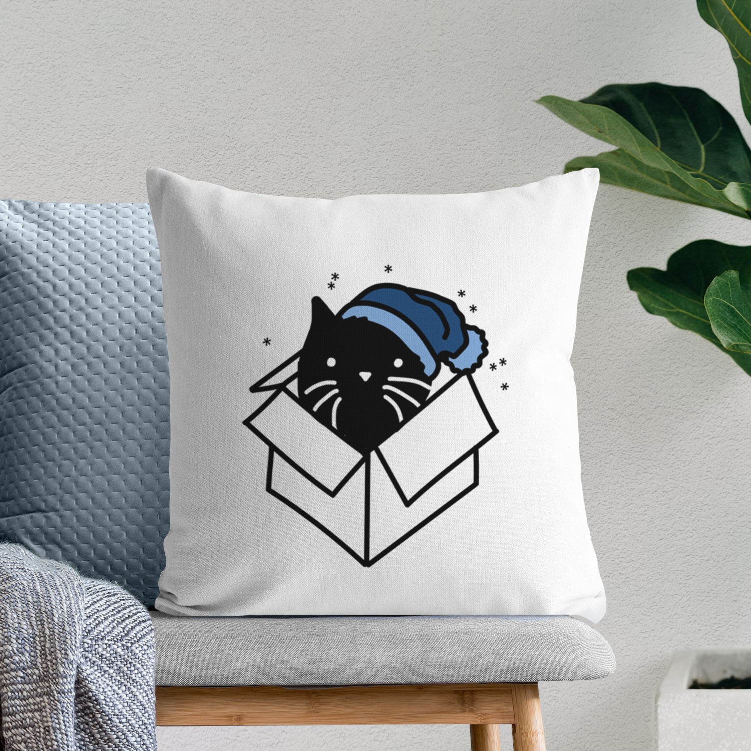 Love Always Black Cat in a Box - Doc - Throw Pillow Cover